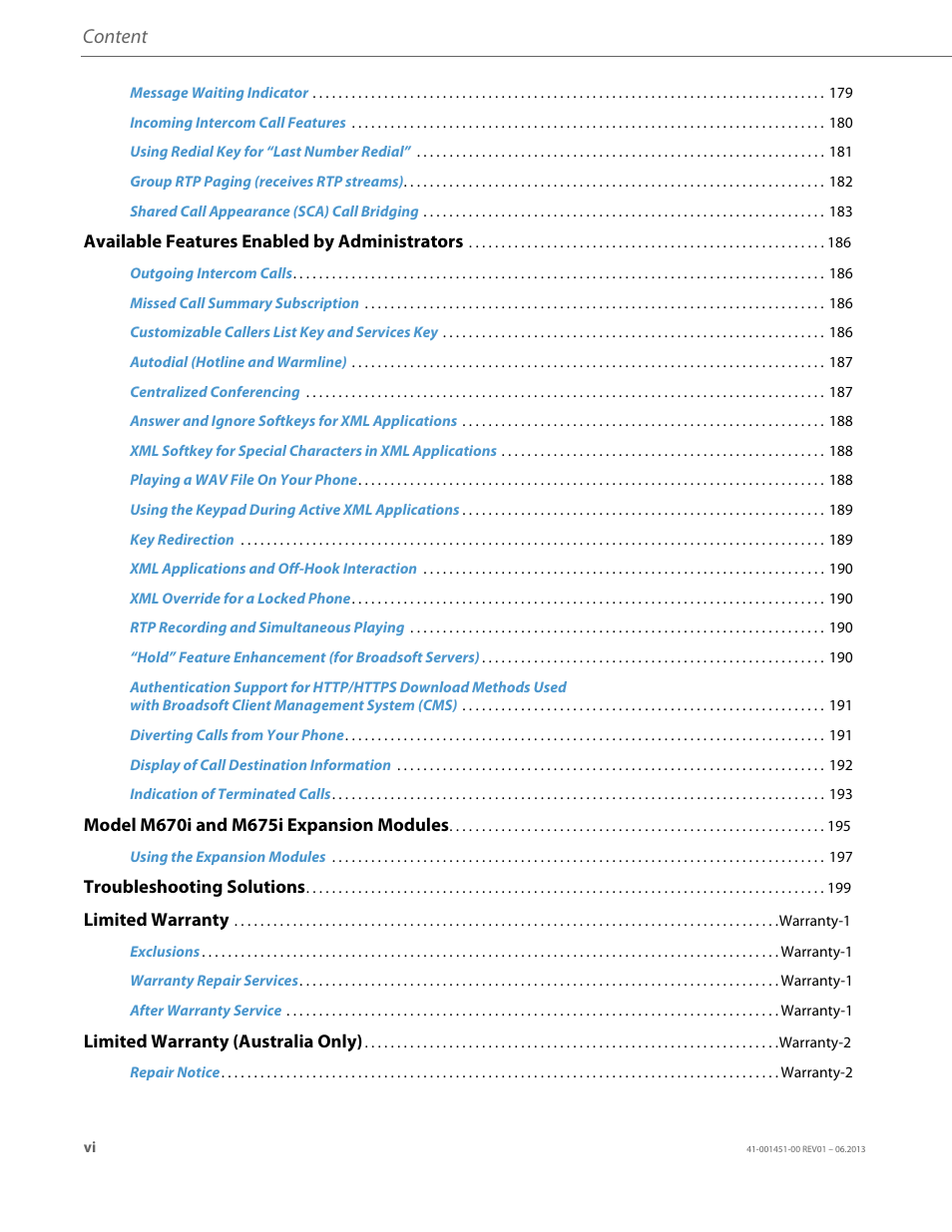Content | AASTRA 6735i User Guide EN User Manual | Page 6 / 220