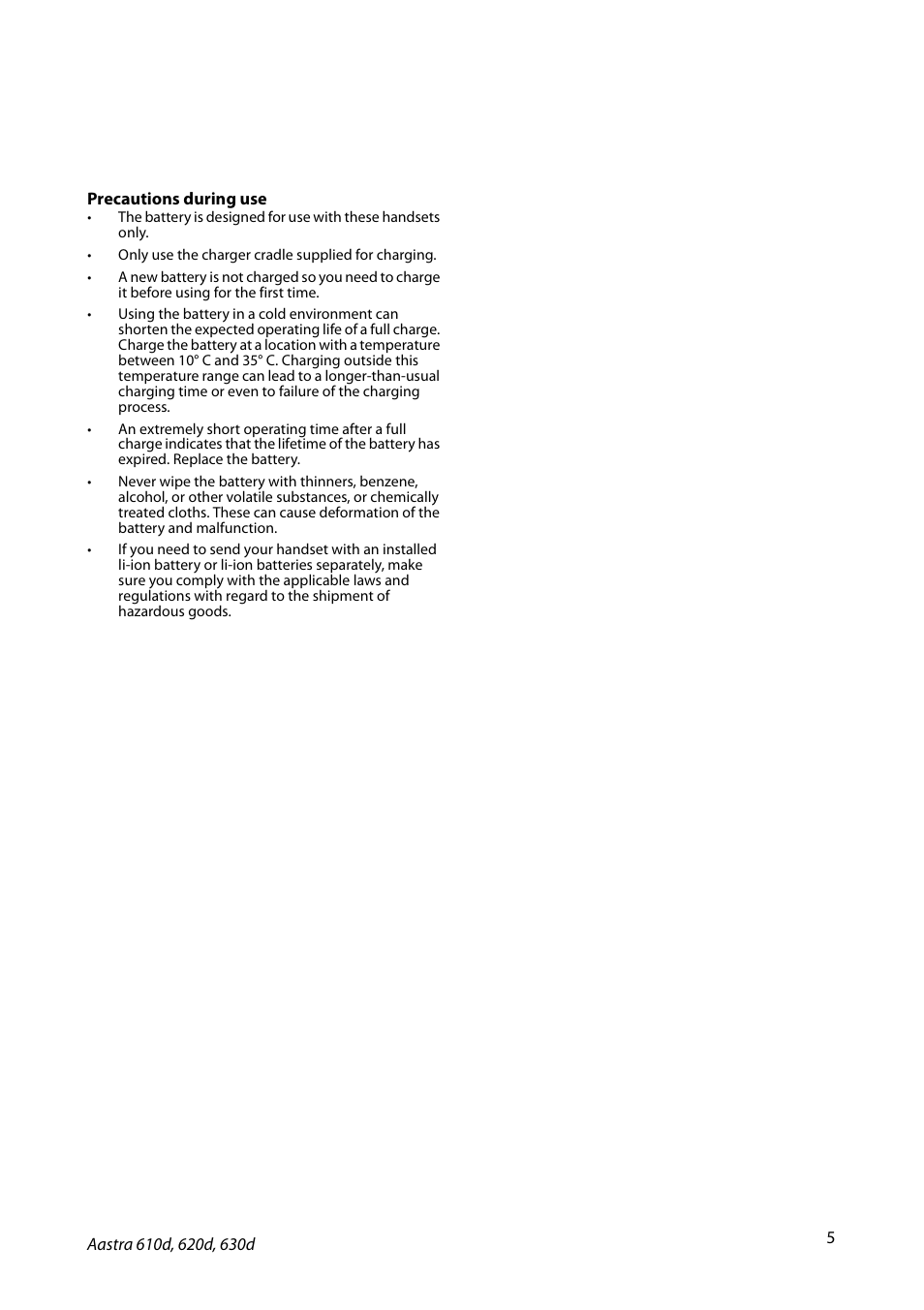 AASTRA 600d for SIP-DECT MX-ONE Quick User Guide EN User Manual | Page 5 / 19
