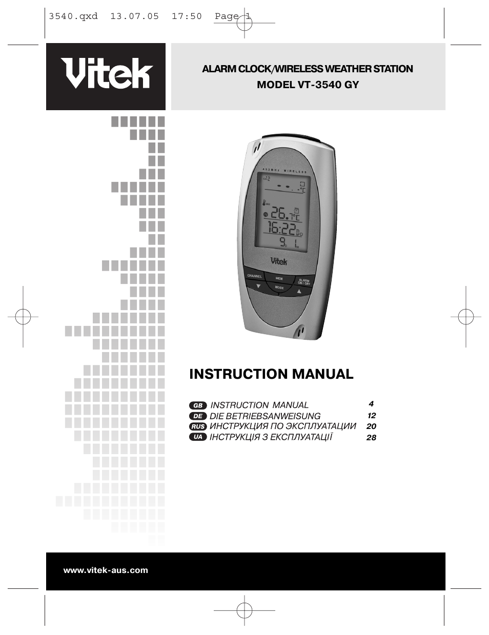 Vitek VT-3540 GY User Manual | 36 pages