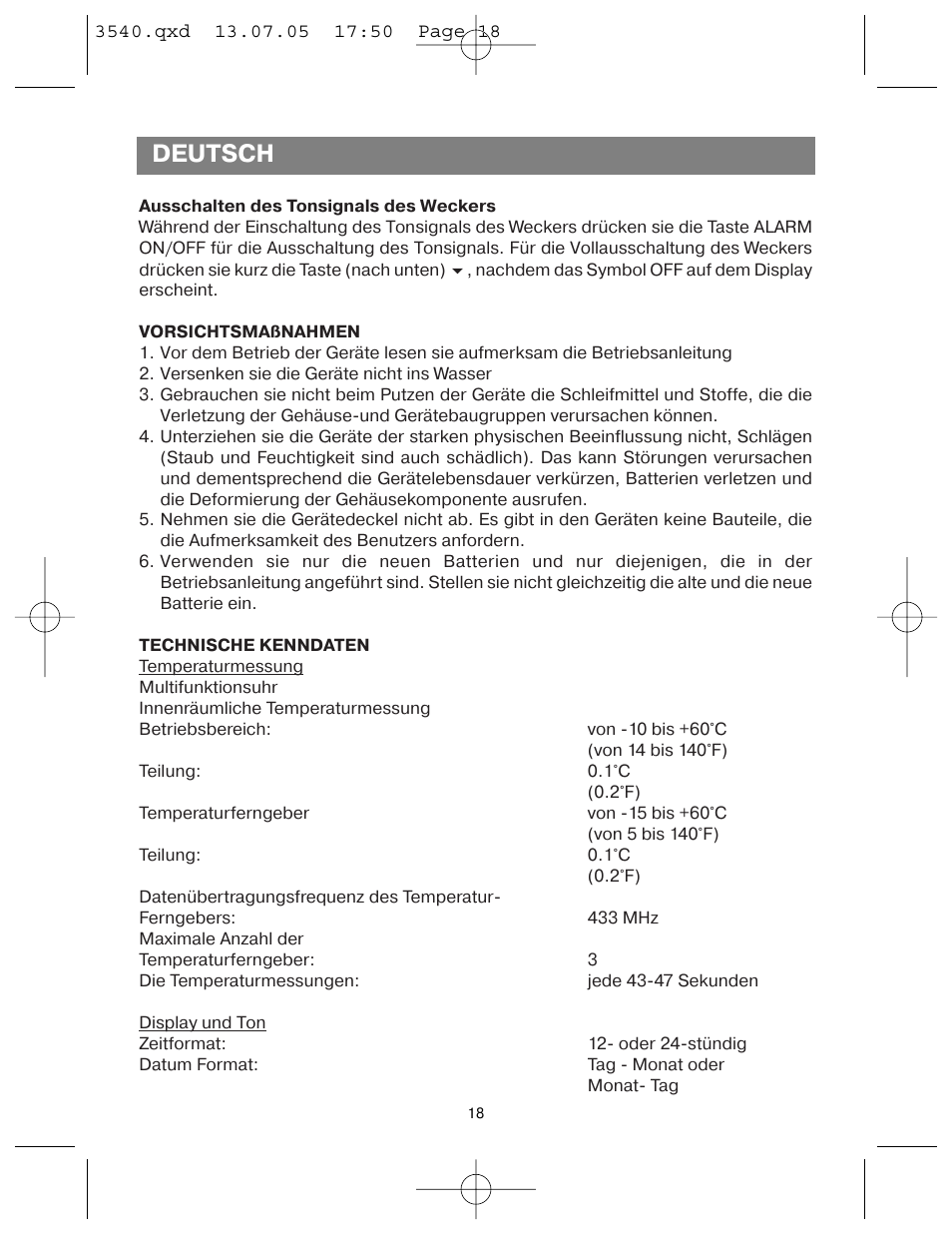 Deutsch | Vitek VT-3540 GY User Manual | Page 18 / 36