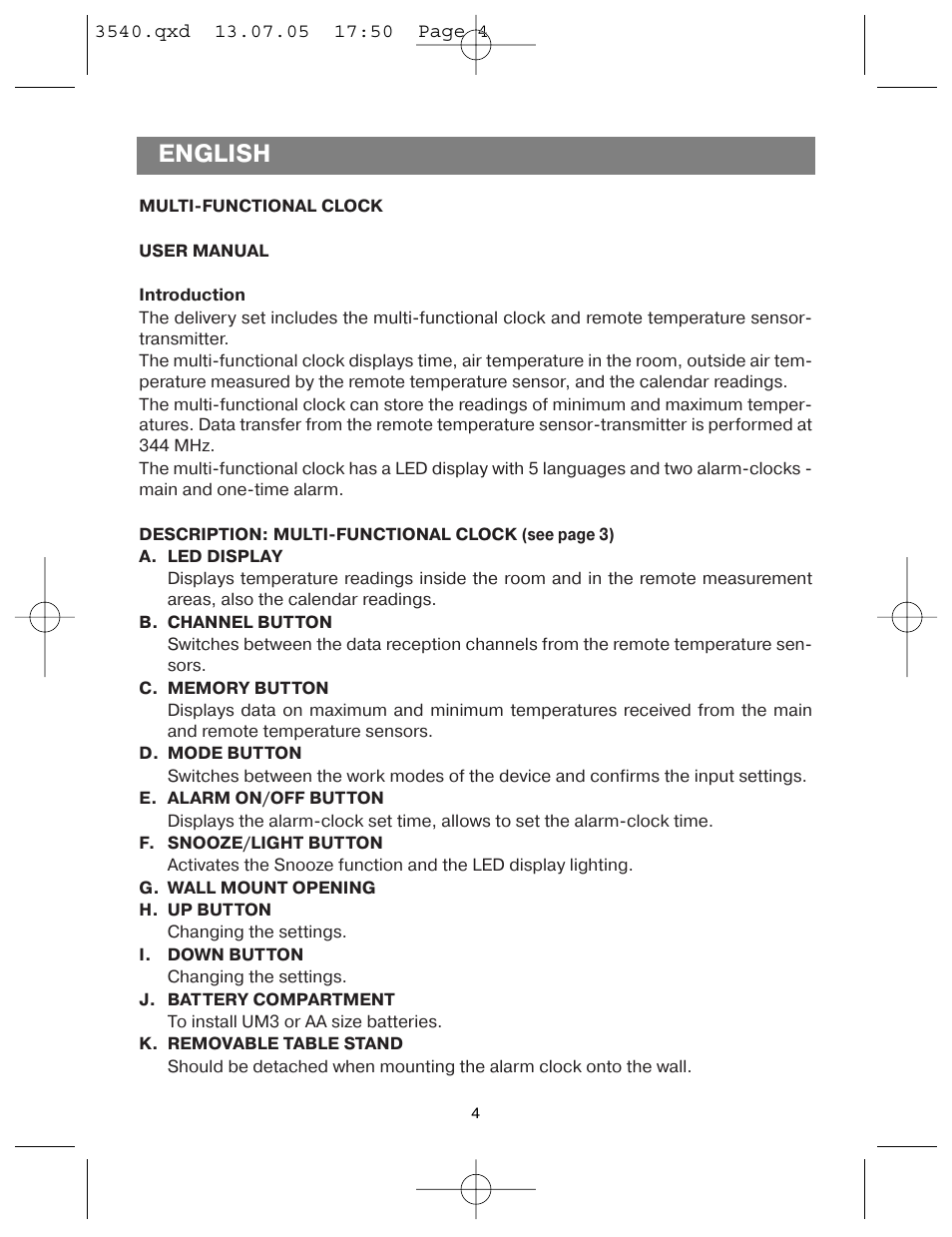 English | Vitek VT-3540 GY User Manual | Page 4 / 36