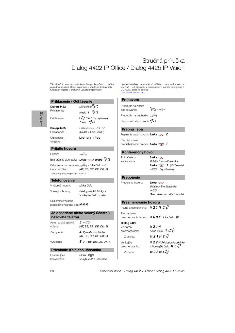 AASTRA 4425 IP Vision for BusinessPhone Quick Reference Guide User Manual | Page 30 / 40