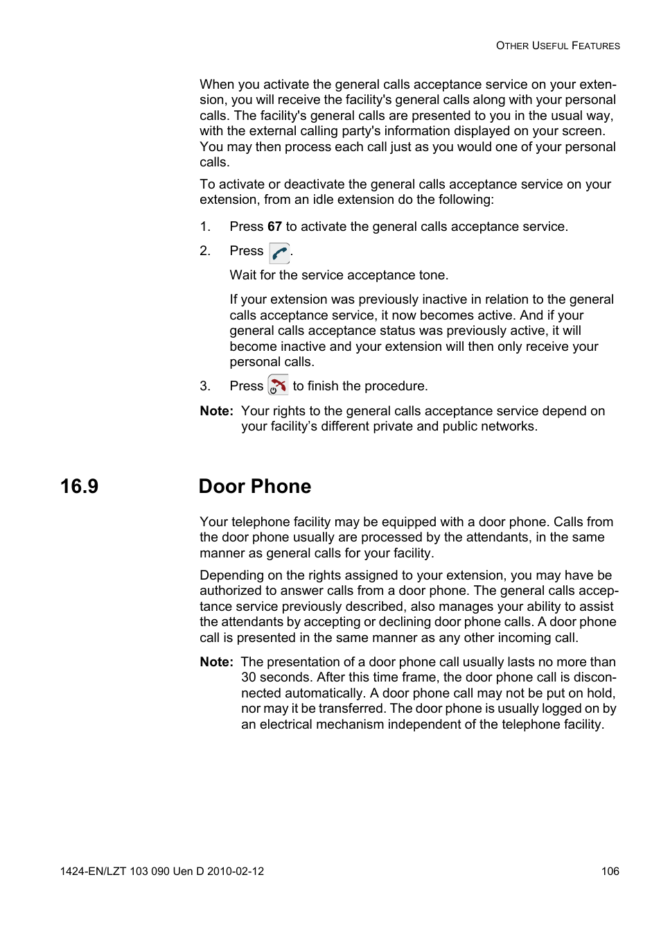 Press, Press to finish the procedure, 9 door phone | AASTRA DT692 Cordless for MXONE Quick Reference Guide EN User Manual | Page 106 / 142