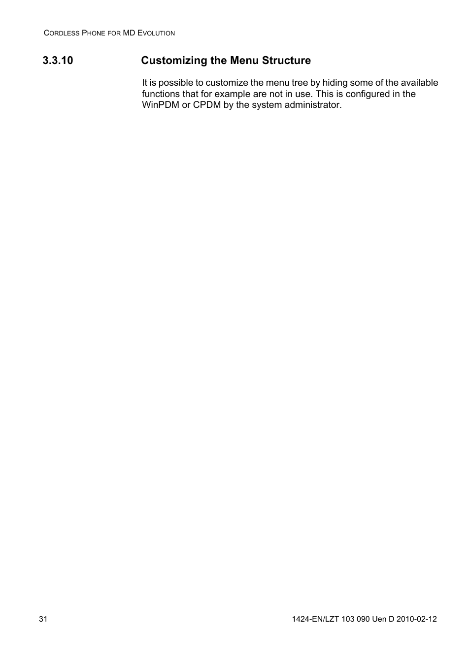 10 customizing the menu structure | AASTRA DT692 Cordless for MXONE Quick Reference Guide EN User Manual | Page 31 / 142