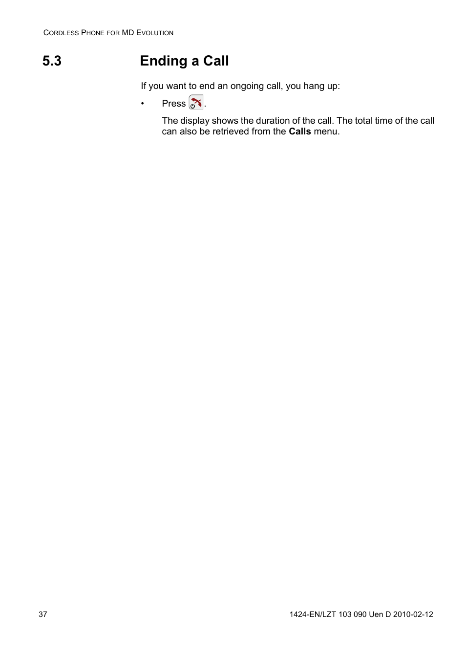 3 ending a call | AASTRA DT692 Cordless for MXONE Quick Reference Guide EN User Manual | Page 37 / 142
