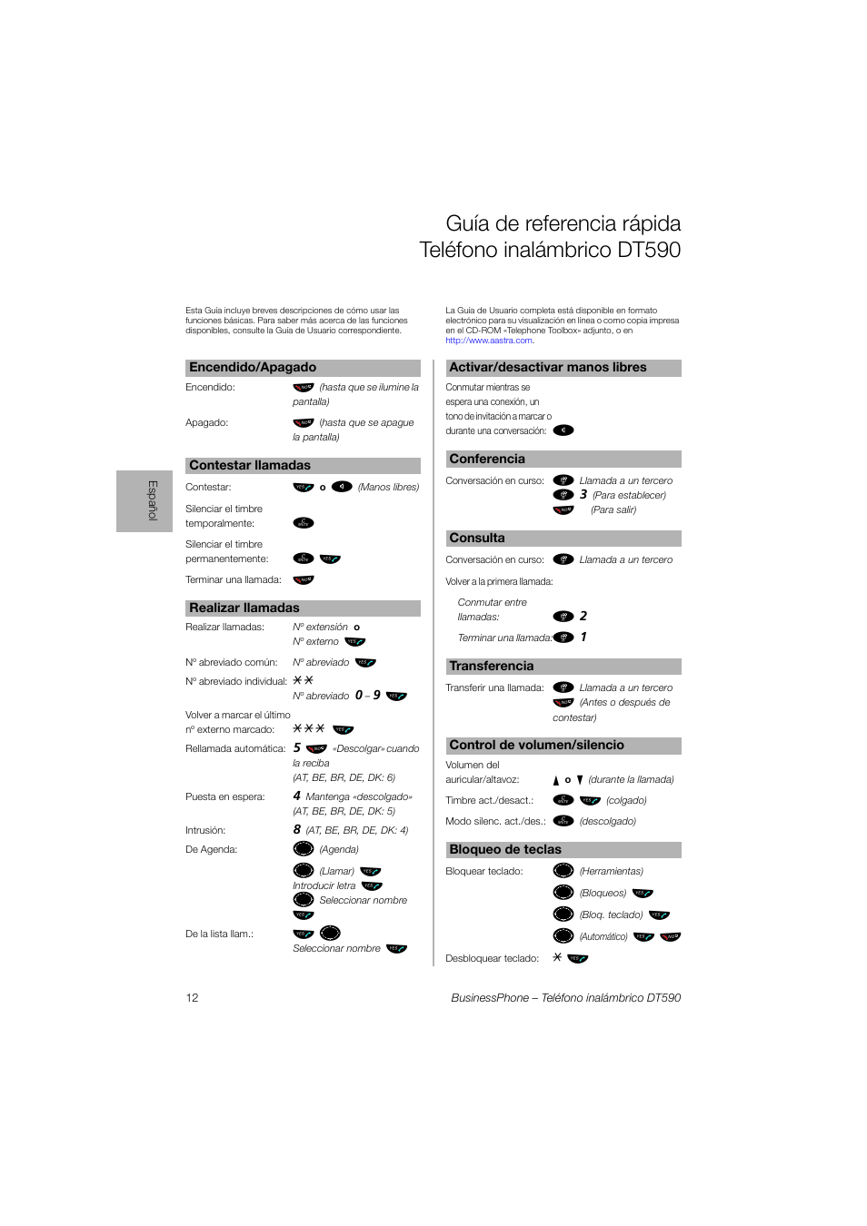 Ьы º, Ь ь ы, Ьы ъ щ | AASTRA DT590 for BusinessPhone User Guide User Manual | Page 12 / 40
