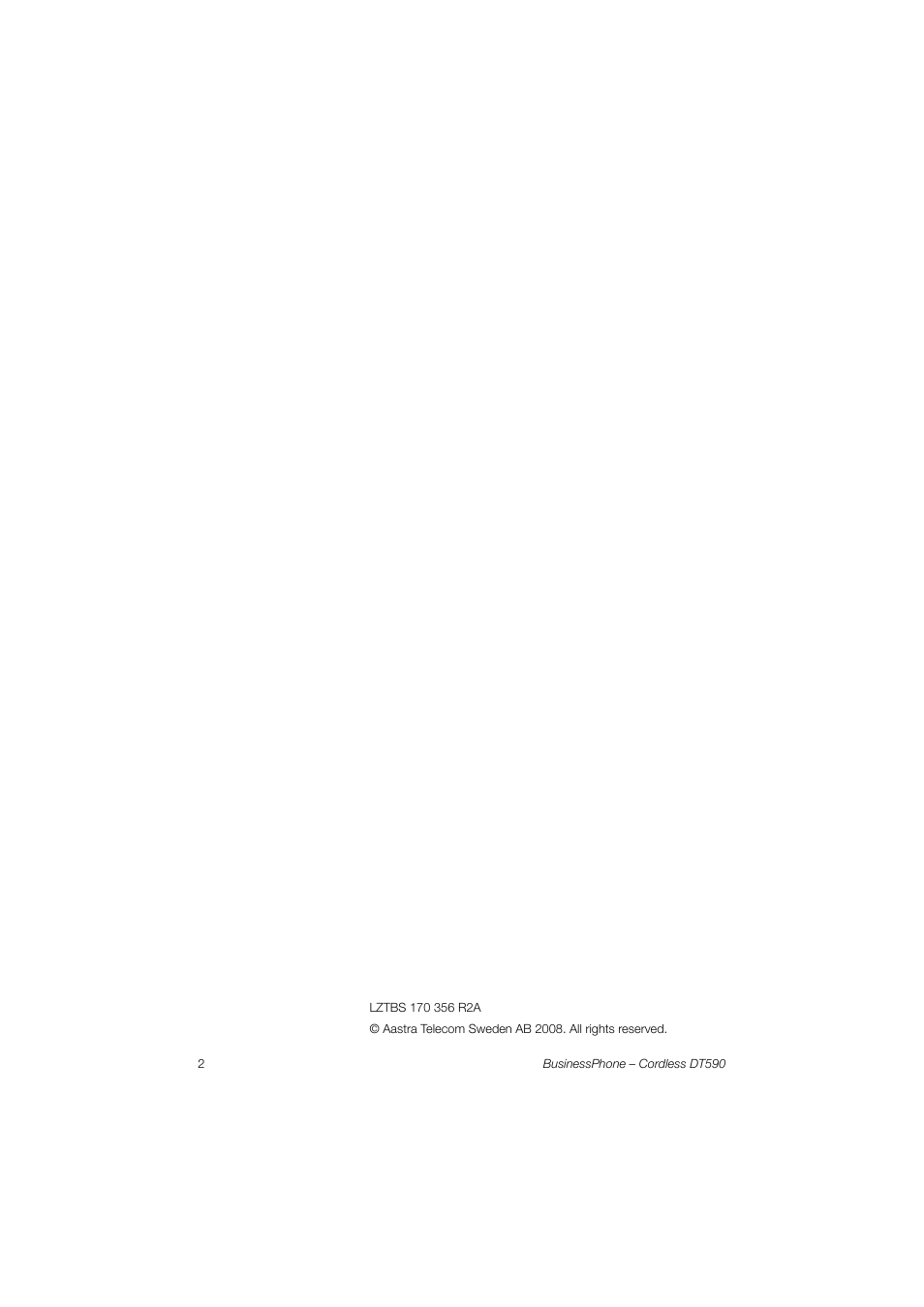 AASTRA DT590 for BusinessPhone User Guide User Manual | Page 2 / 40