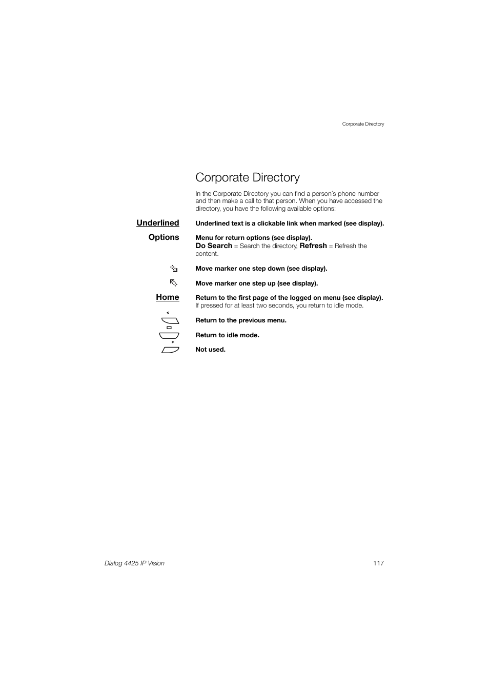Corporate directory, Ions, Corporate | Directory | AASTRA 4425 IP Vision (SIP) for MX-ONE User Guide User Manual | Page 116 / 134