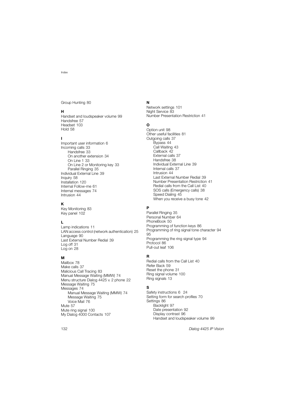 AASTRA 4425 IP Vision (SIP) for MX-ONE User Guide User Manual | Page 132 / 134