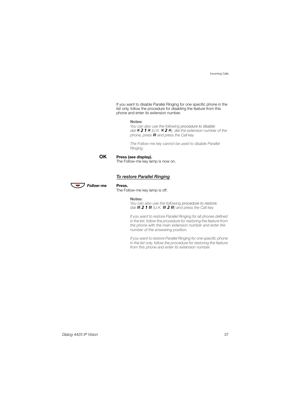 AASTRA 4425 IP Vision (SIP) for MX-ONE User Guide User Manual | Page 36 / 134