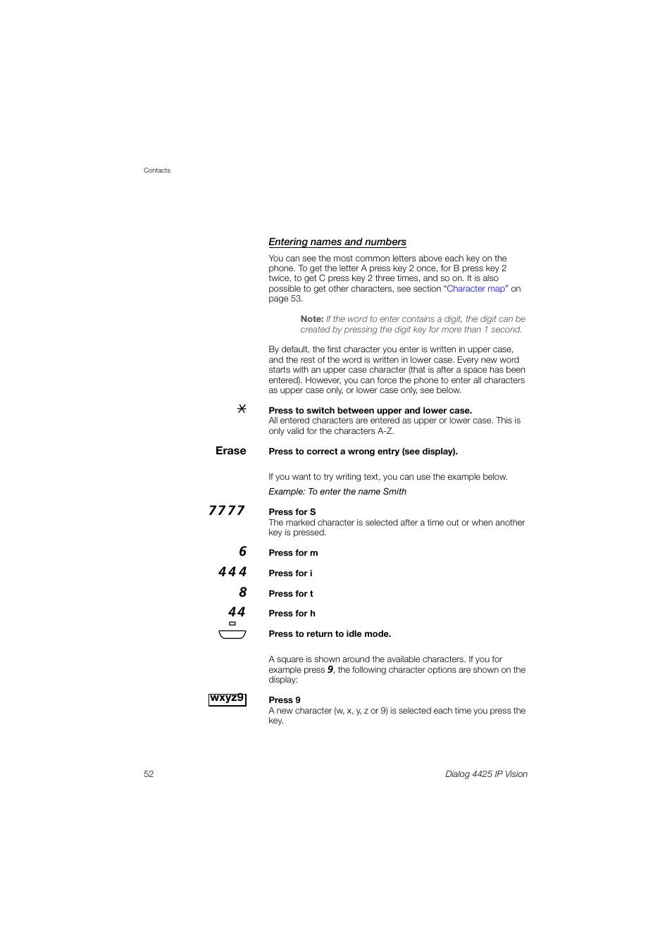 Ction, Entering names and numbers, Entering names and | Numbers | AASTRA 4425 IP Vision (SIP) for MX-ONE User Guide User Manual | Page 51 / 134