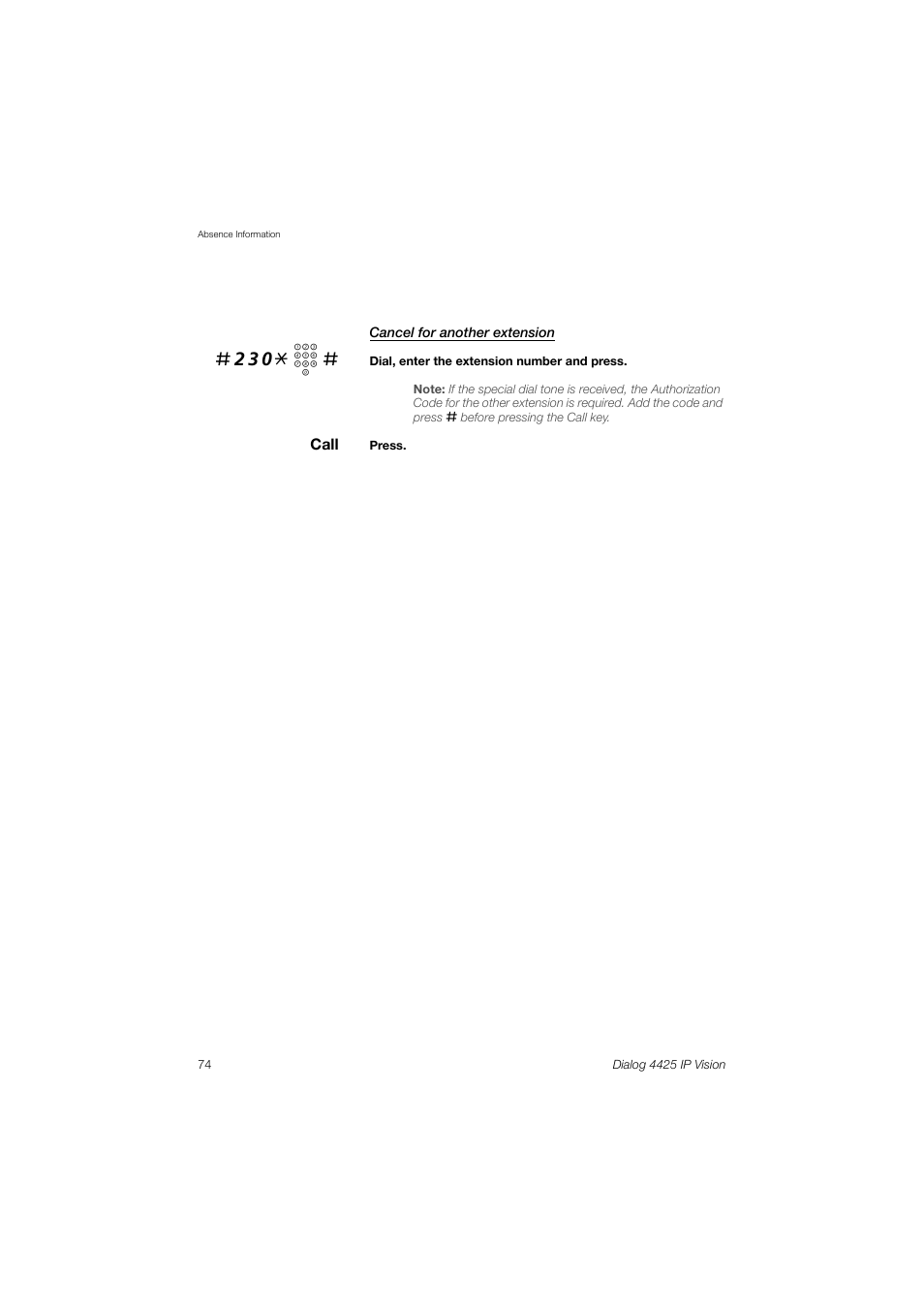 230* z | AASTRA 4425 IP Vision (SIP) for MX-ONE User Guide User Manual | Page 73 / 134