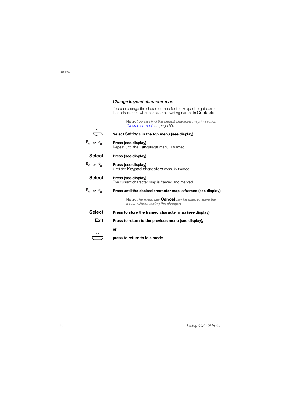 Change keypad character map | AASTRA 4425 IP Vision (SIP) for MX-ONE User Guide User Manual | Page 91 / 134