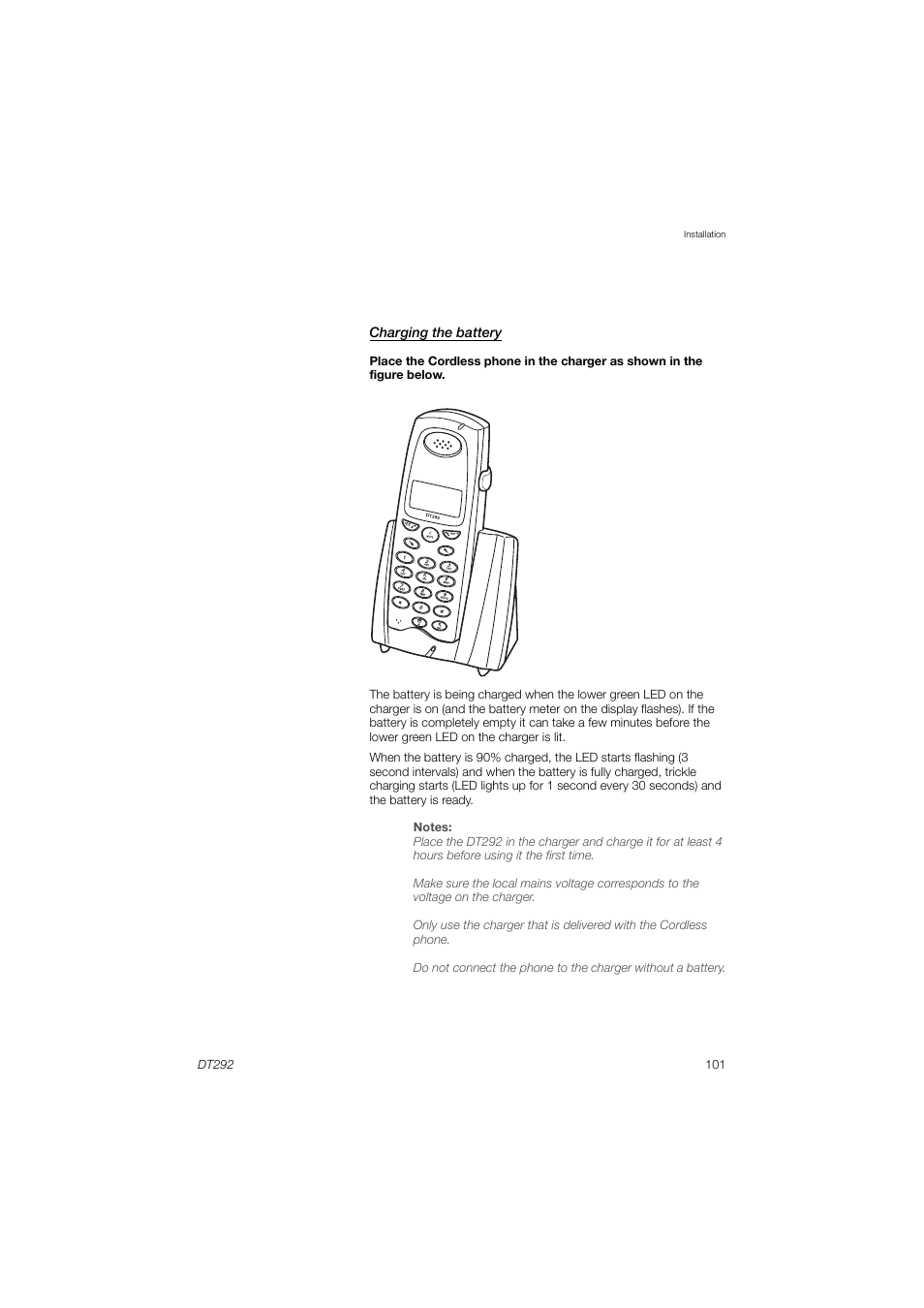 Charging the battery | AASTRA DT292 for BusinessPhone User Guide EN User Manual | Page 101 / 121