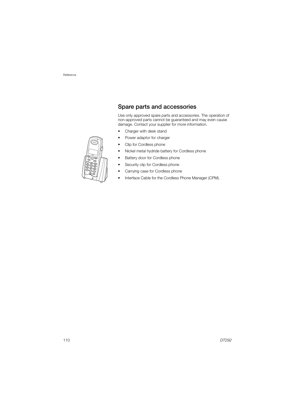 Spare parts and accessories | AASTRA DT292 for BusinessPhone User Guide EN User Manual | Page 110 / 121