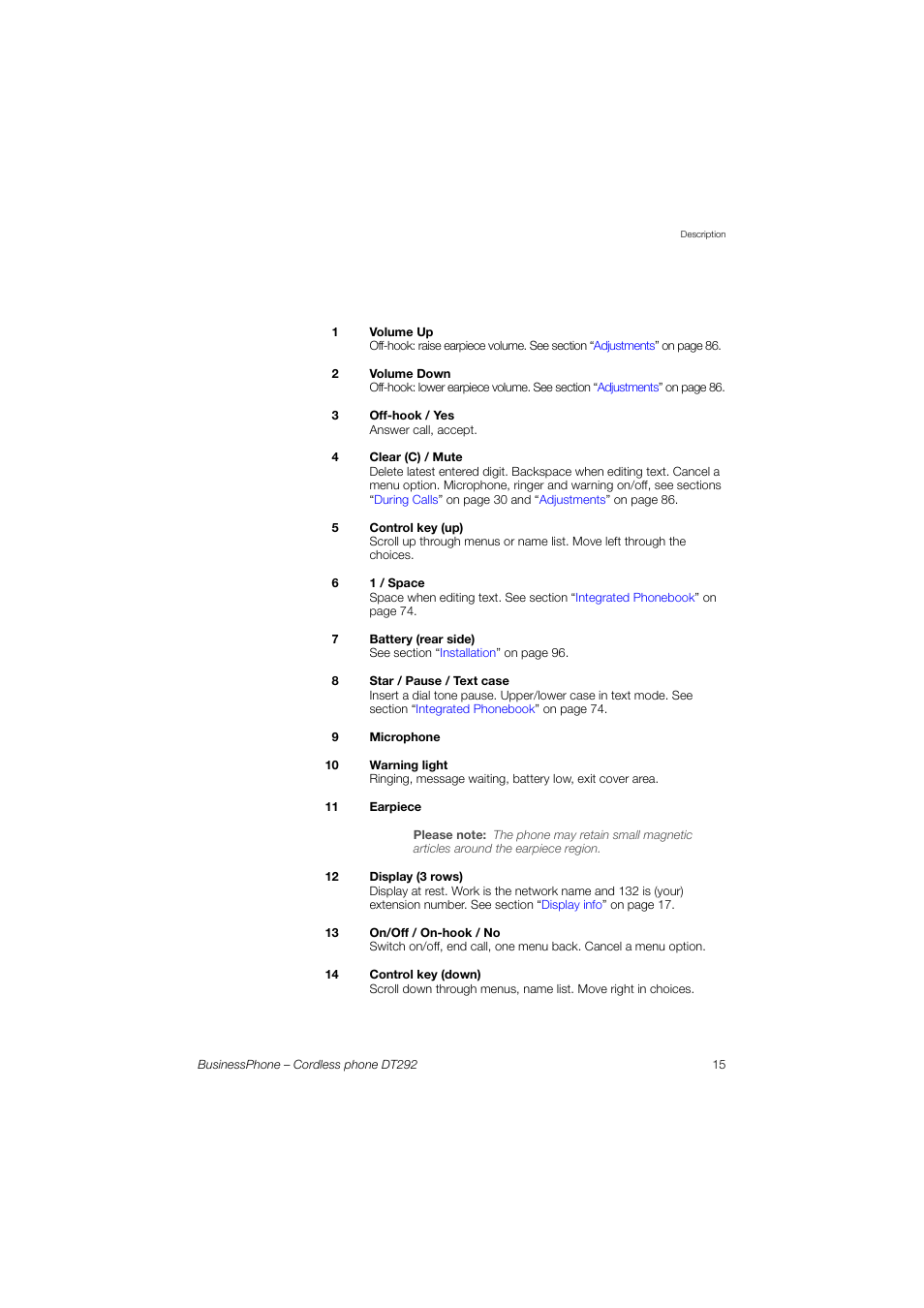 AASTRA DT292 for BusinessPhone User Guide EN User Manual | Page 15 / 121