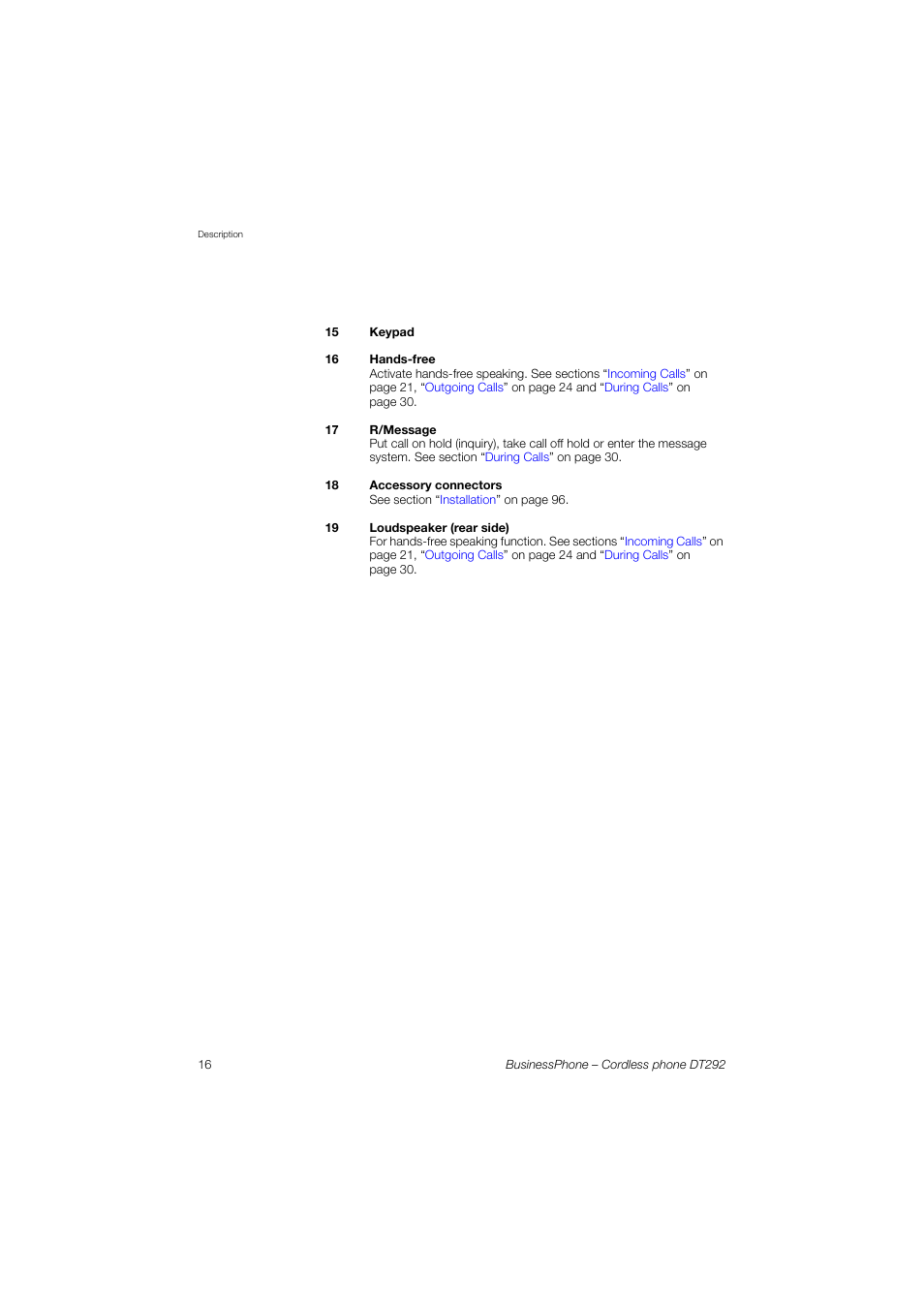 AASTRA DT292 for BusinessPhone User Guide EN User Manual | Page 16 / 121