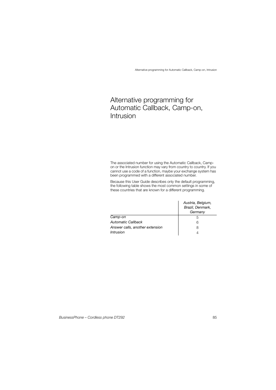 AASTRA DT292 for BusinessPhone User Guide EN User Manual | Page 85 / 121