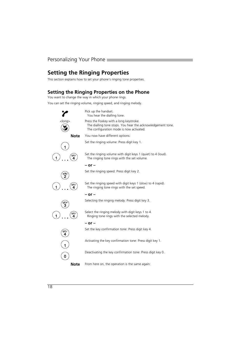 Setting the ringing properties, Setting the ringing properties on the phone, Personalizing your phone | AASTRA Office 10 User manual User Manual | Page 18 / 30