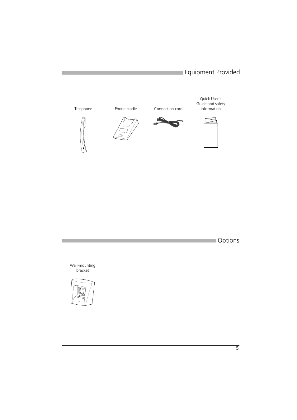 Equipment provided, Options, Equipment provided options | AASTRA Office 10 User manual User Manual | Page 5 / 30