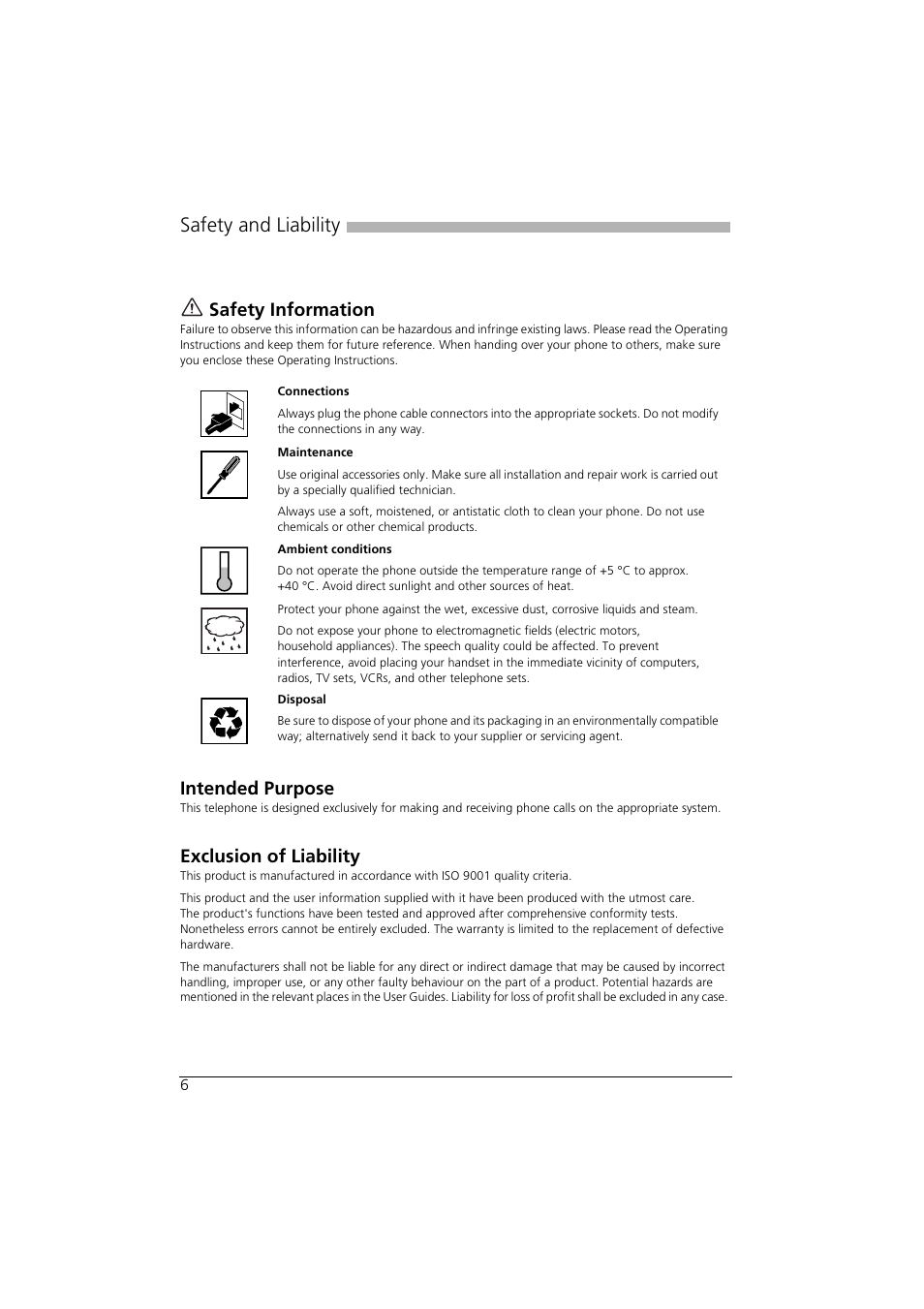 Safety and liability, Safety information, Intended purpose | Exclusion of liability | AASTRA Office 10 User manual User Manual | Page 6 / 30