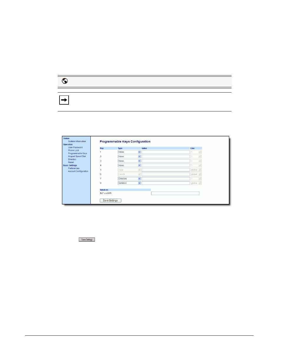 None key, Setting a none key, Line keys and programmable keys | AASTRA 6730i (Version 2.5 Symbol Keypad) User Guide EN User Manual | Page 108 / 214