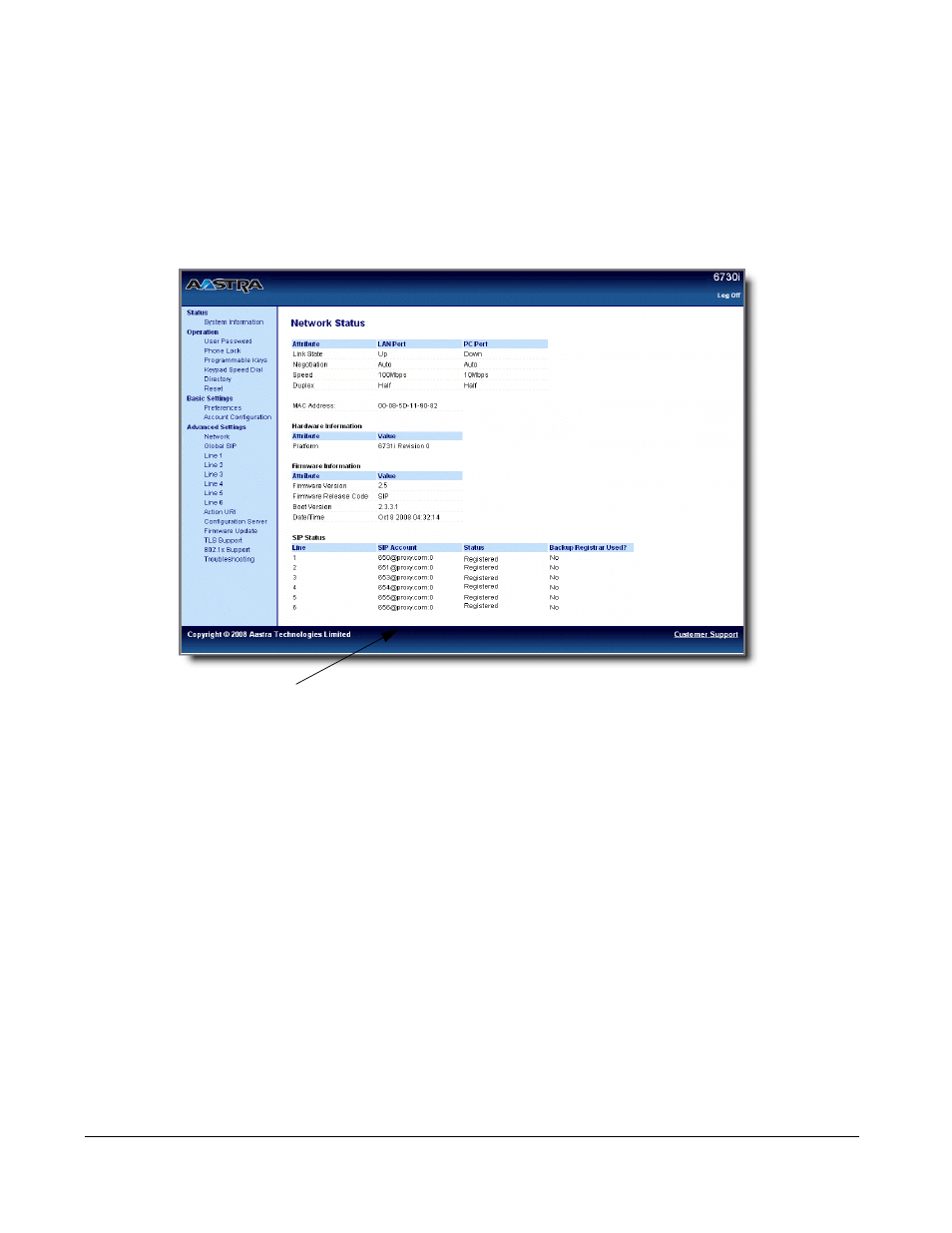 Sip account status, Phone status | AASTRA 6730i (Version 2.5 Symbol Keypad) User Guide EN User Manual | Page 30 / 214