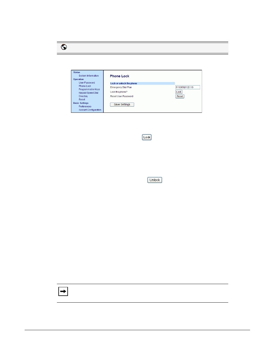 Lock the phone, Unlock the phone, Defining an emergency dial plan | Customizing your phone | AASTRA 6730i (Version 2.5 Symbol Keypad) User Guide EN User Manual | Page 54 / 214