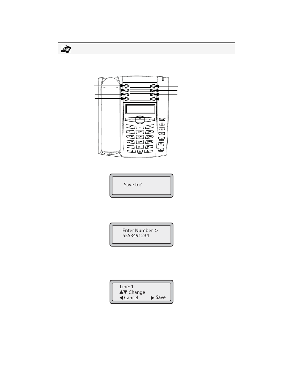 Creating a speeddial key using the save key, Line keys and programmable keys | AASTRA 6730i (Version 2.5 Symbol Keypad) User Guide EN User Manual | Page 63 / 214