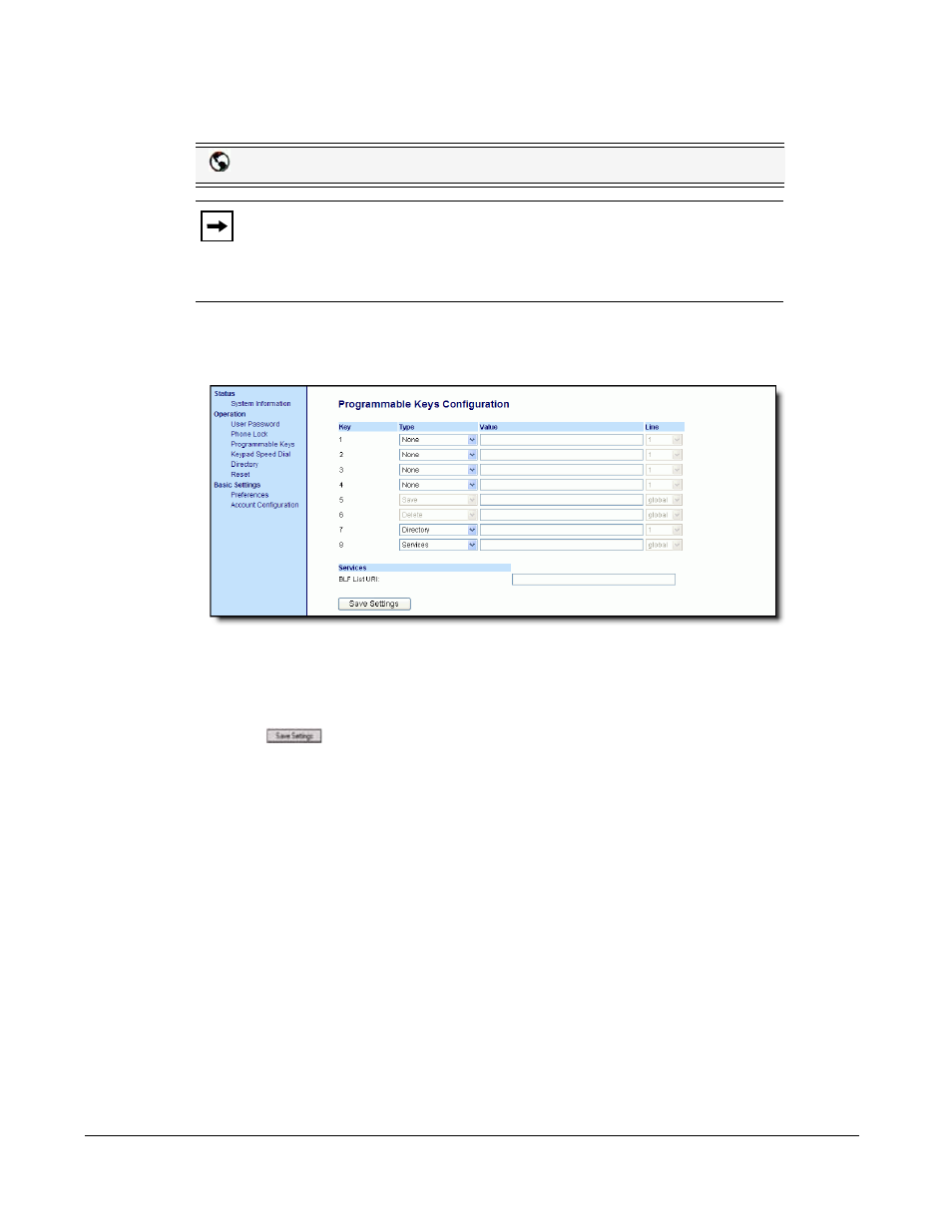 Configuring a directory key, Line keys and programmable keys | AASTRA 6730i (Version 2.5 Symbol Keypad) User Guide EN User Manual | Page 98 / 214