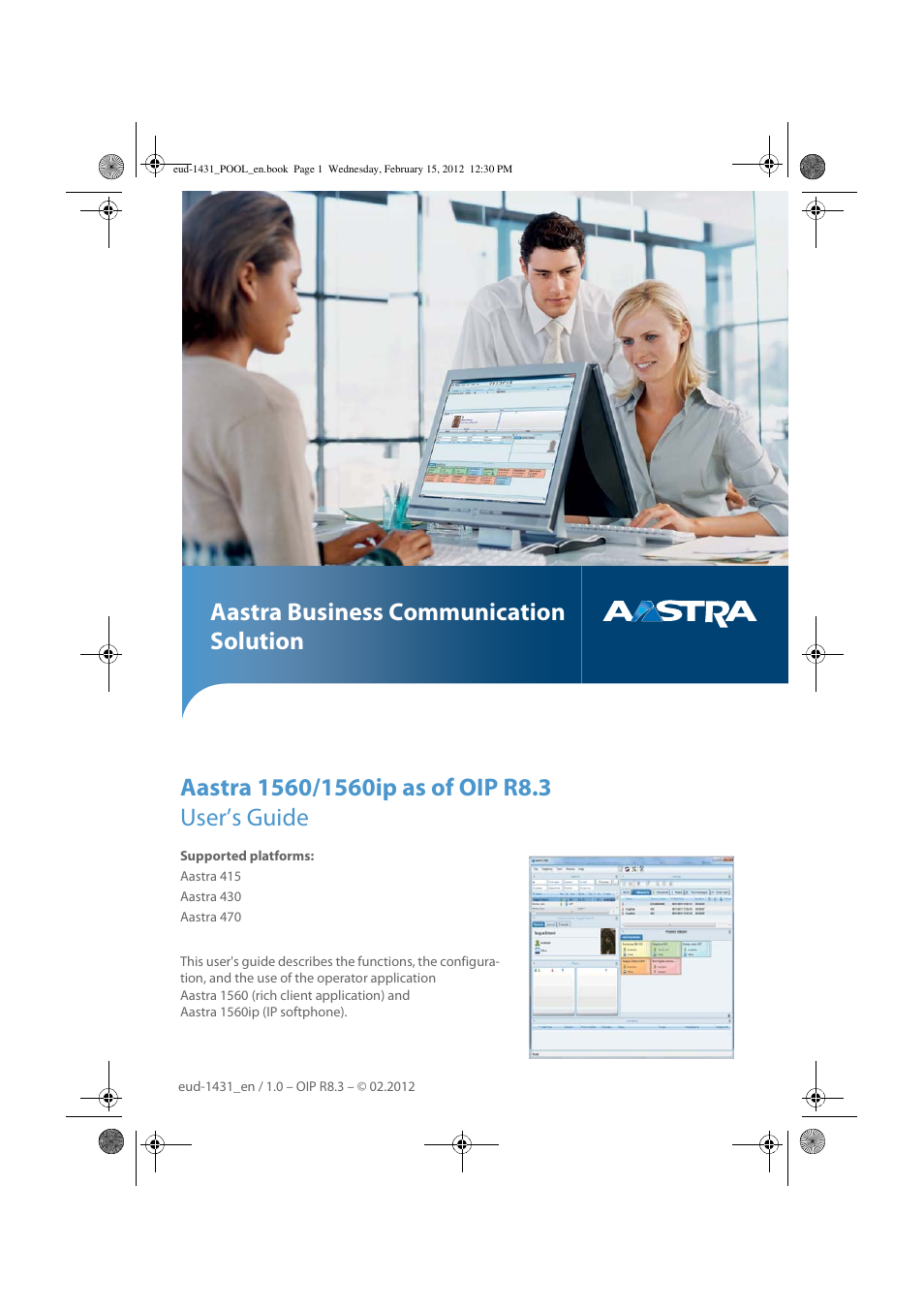 AASTRA 1560_1560ip User Guide User Manual | 104 pages