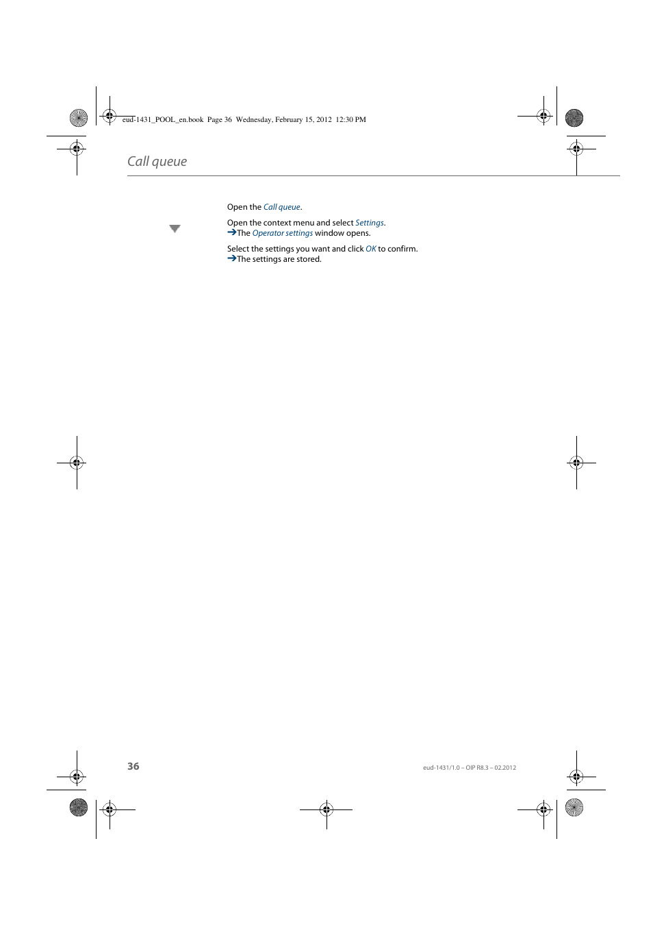 Call queue | AASTRA 1560_1560ip User Guide User Manual | Page 36 / 104