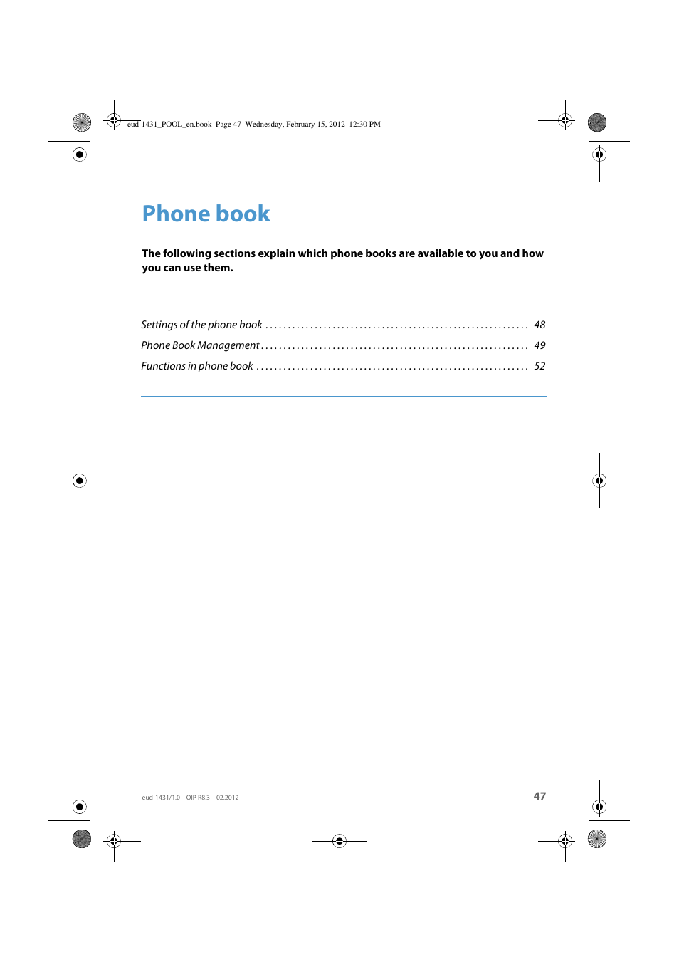 Phone book | AASTRA 1560_1560ip User Guide User Manual | Page 47 / 104