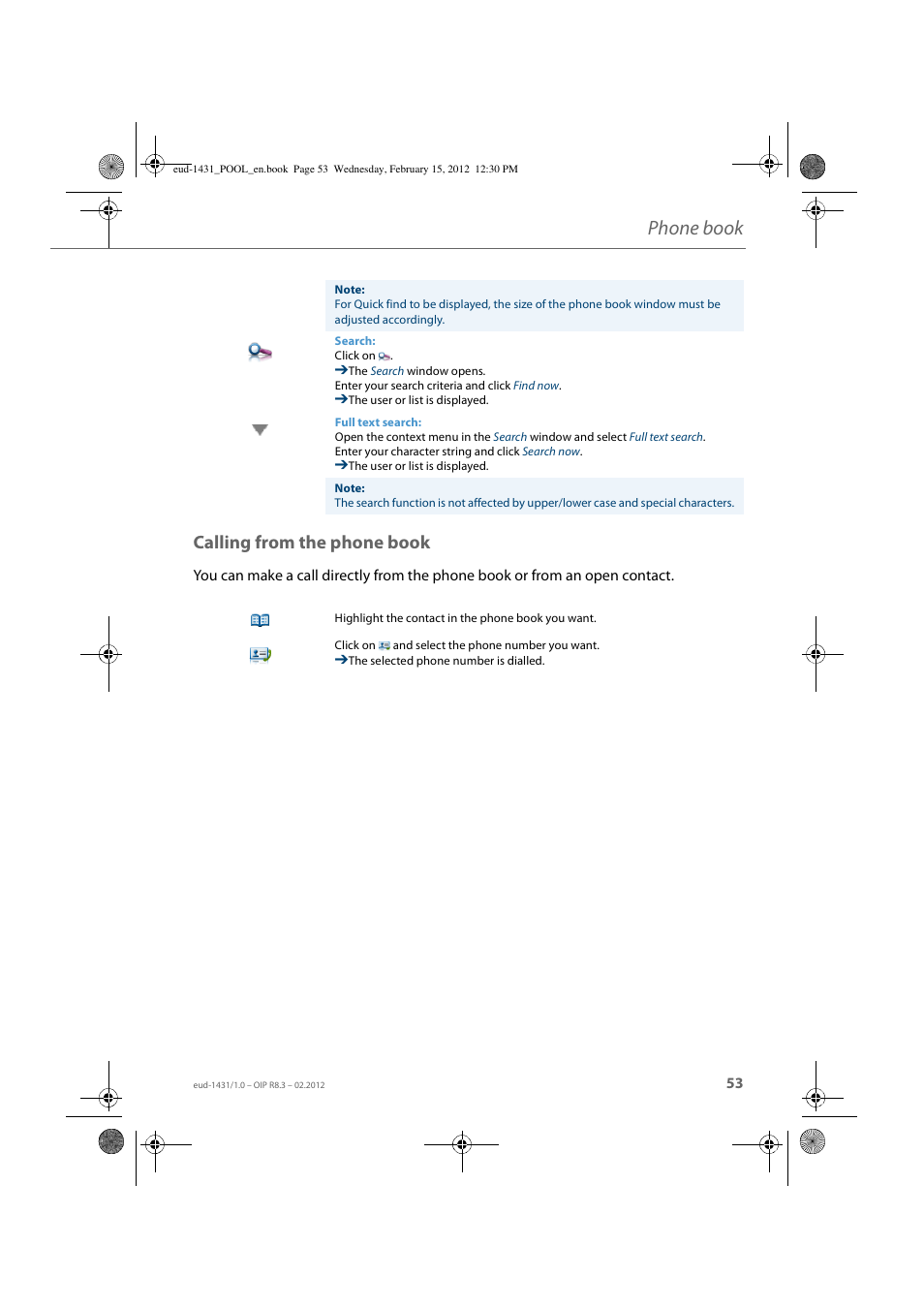 Calling from the phone book, Phone book | AASTRA 1560_1560ip User Guide User Manual | Page 53 / 104