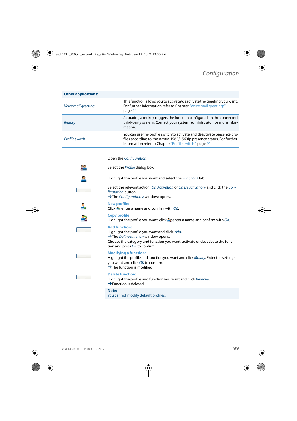 Configuration | AASTRA 1560_1560ip User Guide User Manual | Page 99 / 104