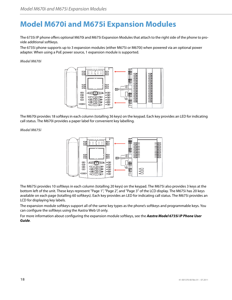 Model m670i and m675i expansion modules | AASTRA 6735i Installation Guide EN User Manual | Page 22 / 28