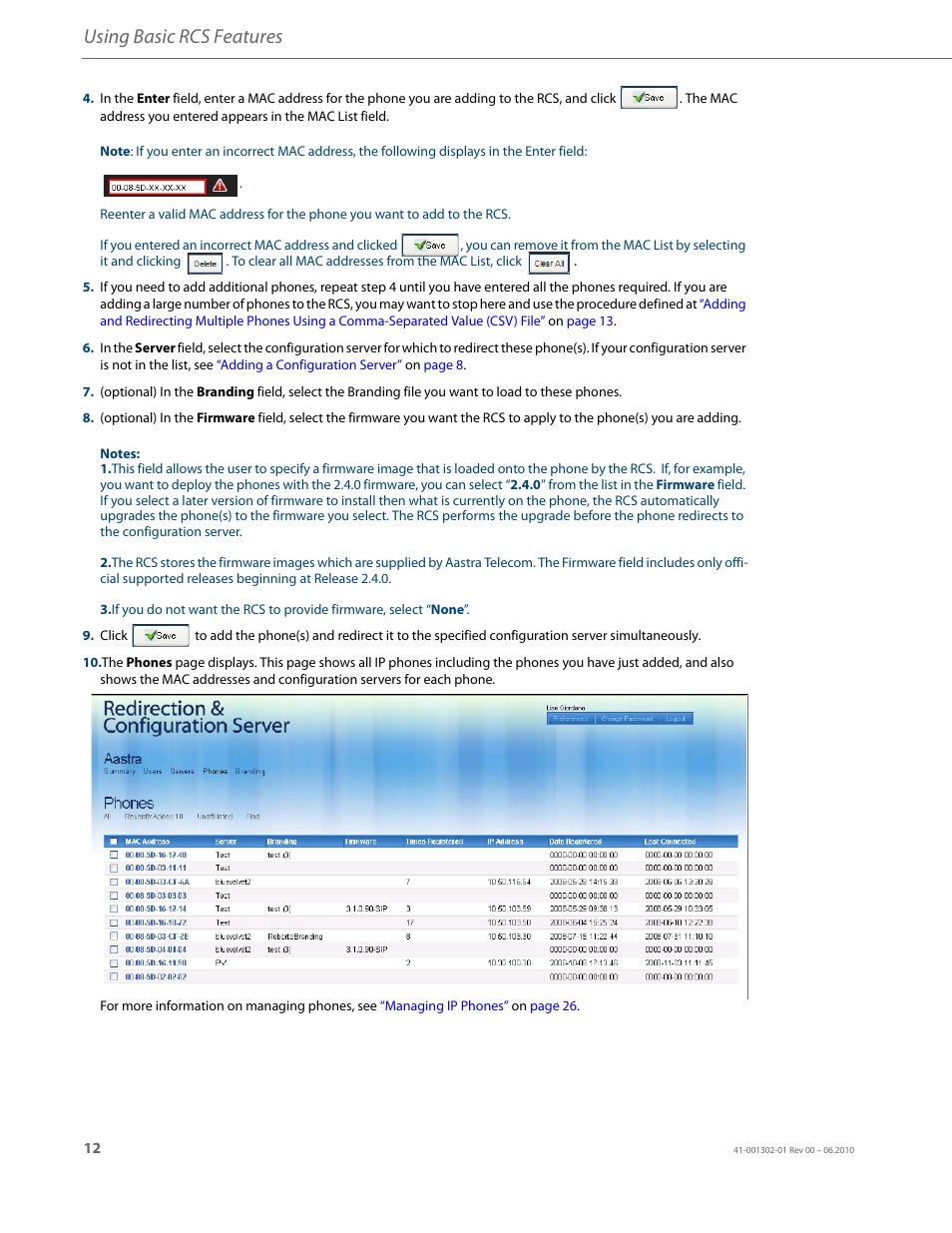 Using basic rcs features | AASTRA Re-direction Services (RCS) User Guide EN User Manual | Page 16 / 61
