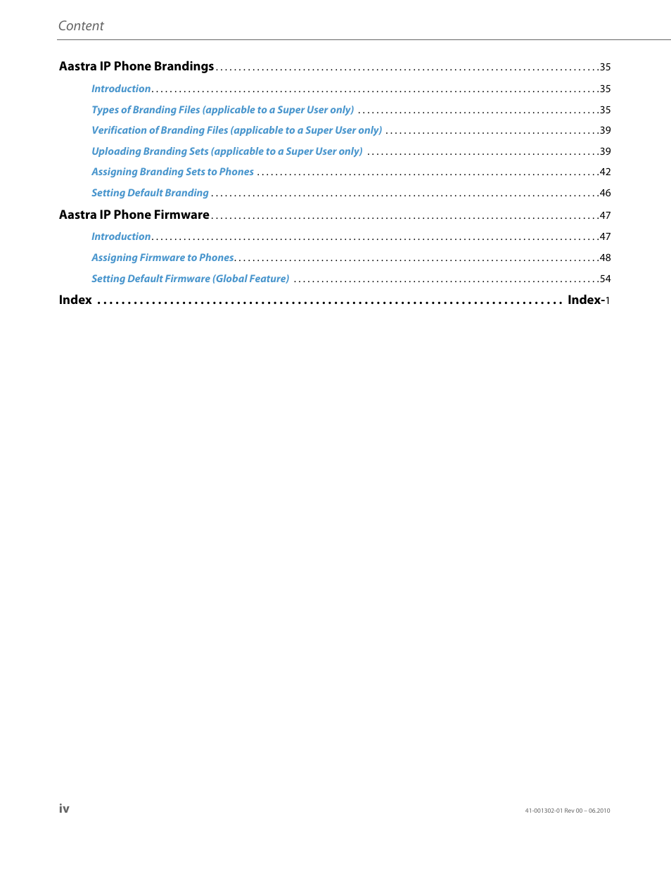 Content | AASTRA Re-direction Services (RCS) User Guide EN User Manual | Page 4 / 61