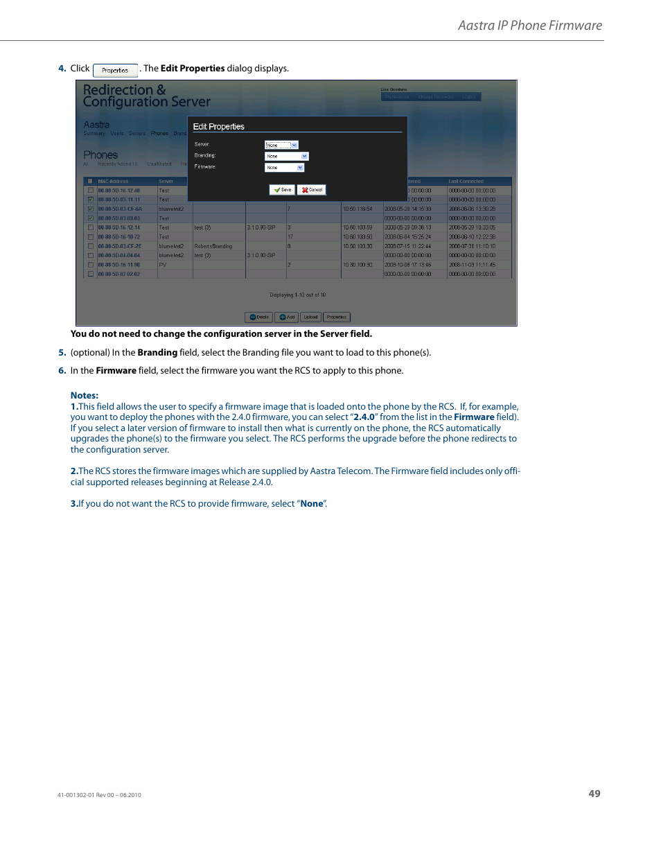 Aastra ip phone firmware | AASTRA Re-direction Services (RCS) User Guide EN User Manual | Page 53 / 61