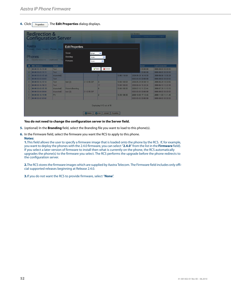Aastra ip phone firmware | AASTRA Re-direction Services (RCS) User Guide EN User Manual | Page 56 / 61