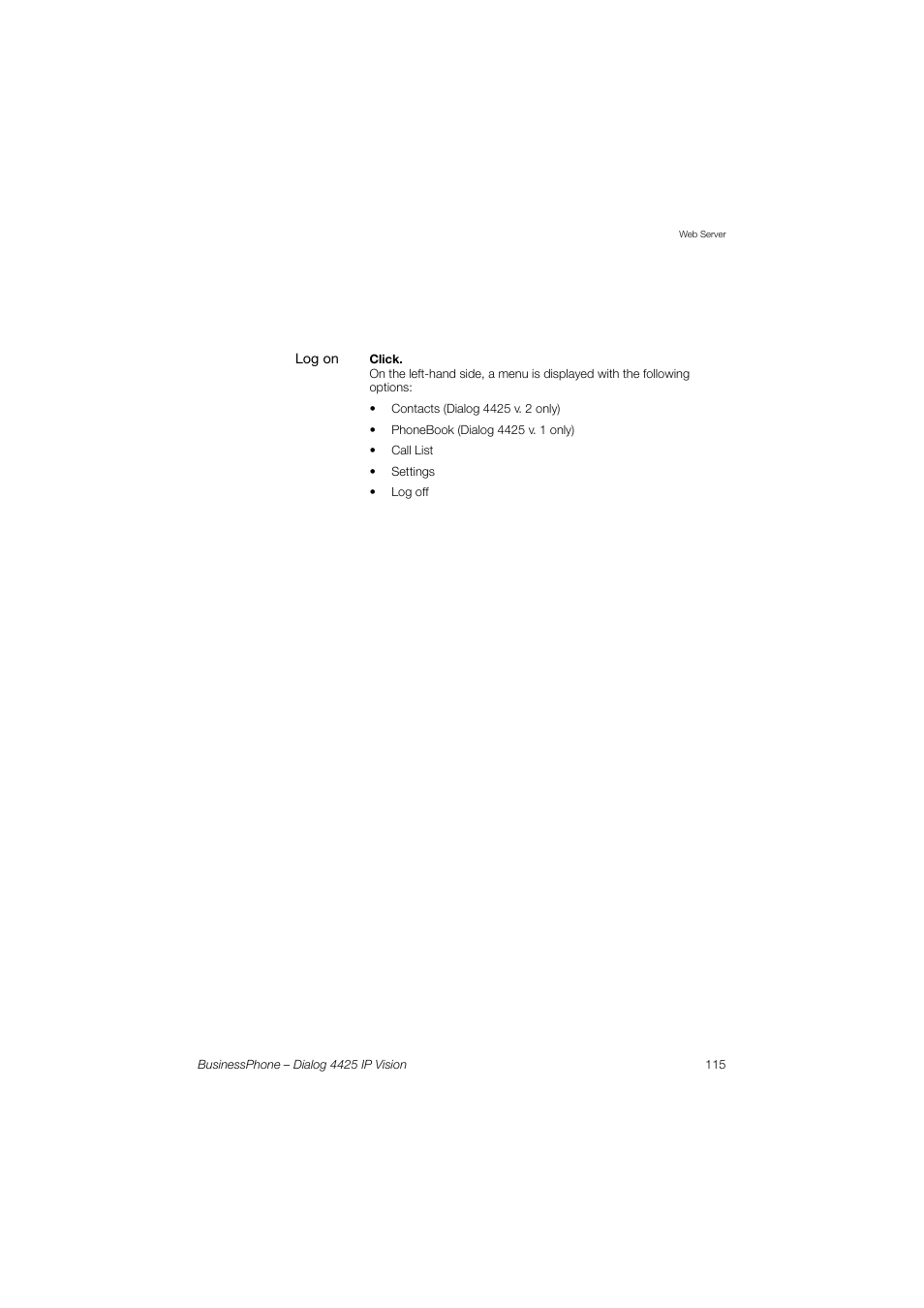 AASTRA 4425 IP Vision for BusinessPhone User Guide User Manual | Page 115 / 153