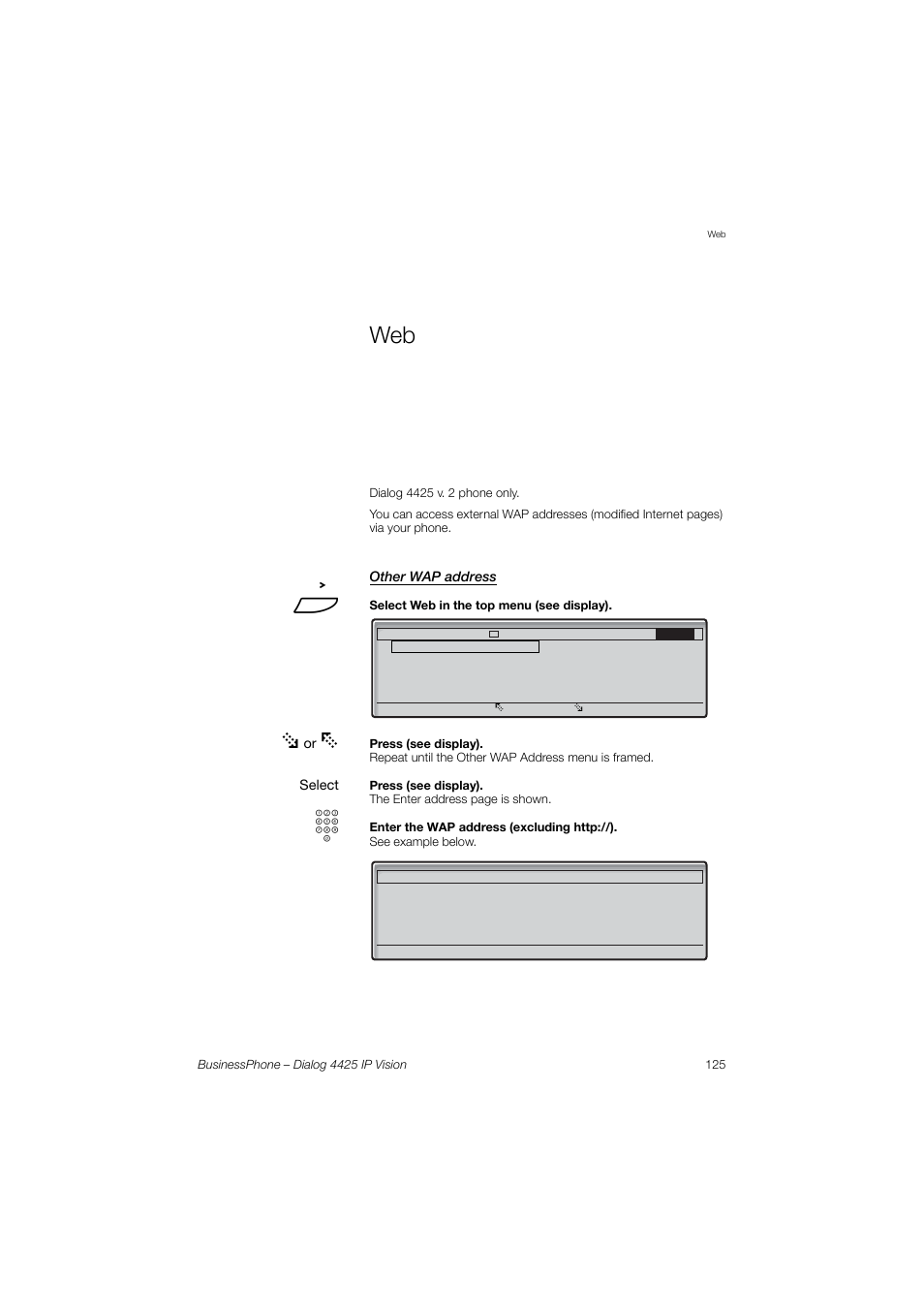 Other wap address | AASTRA 4425 IP Vision for BusinessPhone User Guide User Manual | Page 125 / 153