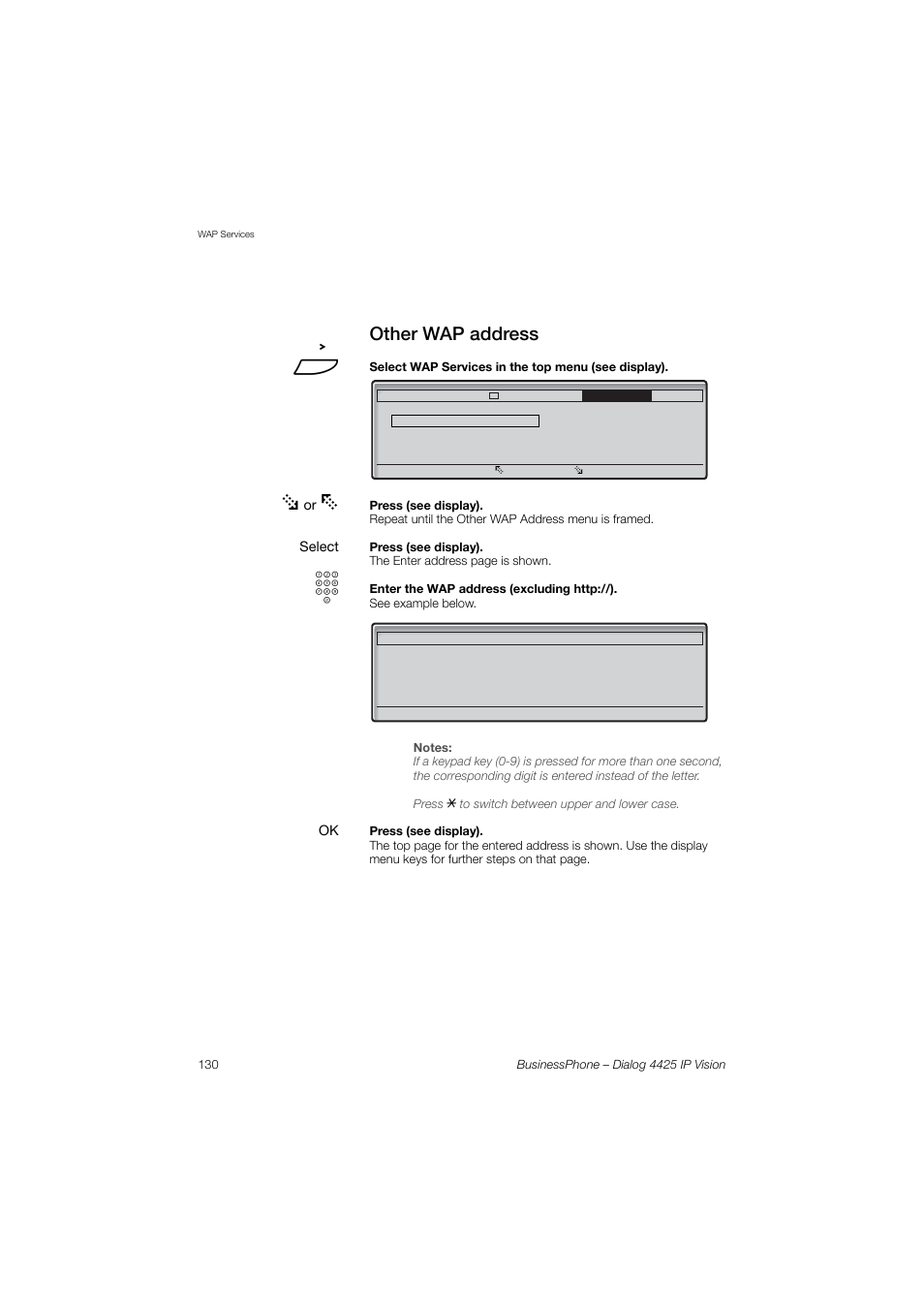 Other wap address | AASTRA 4425 IP Vision for BusinessPhone User Guide User Manual | Page 130 / 153