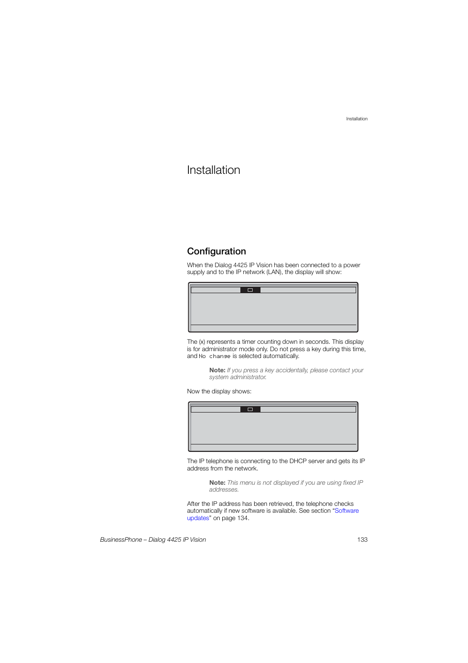 Installation, Configuration | AASTRA 4425 IP Vision for BusinessPhone User Guide User Manual | Page 133 / 153