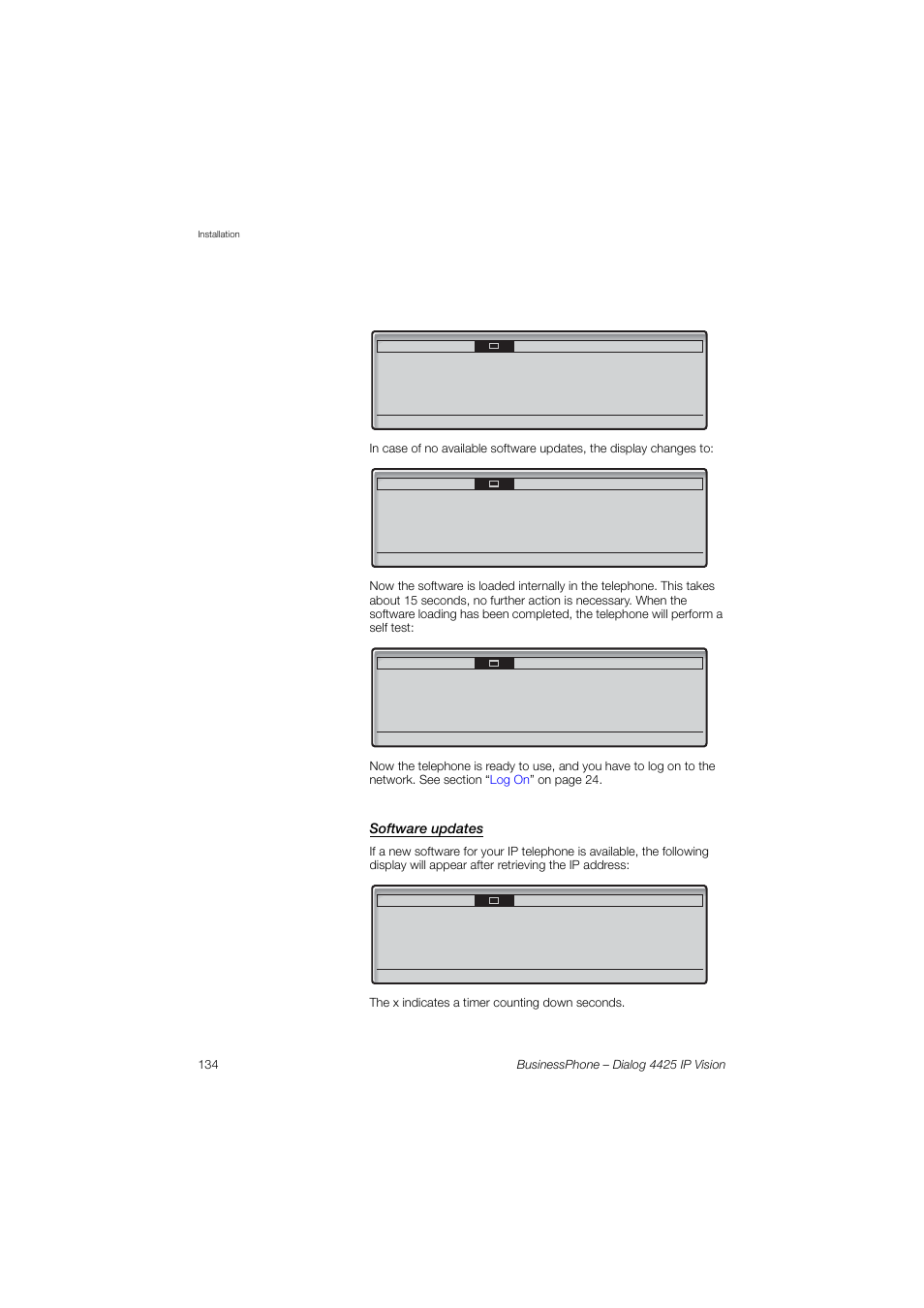 Software updates, Section, Ction | Software, Updates | AASTRA 4425 IP Vision for BusinessPhone User Guide User Manual | Page 134 / 153