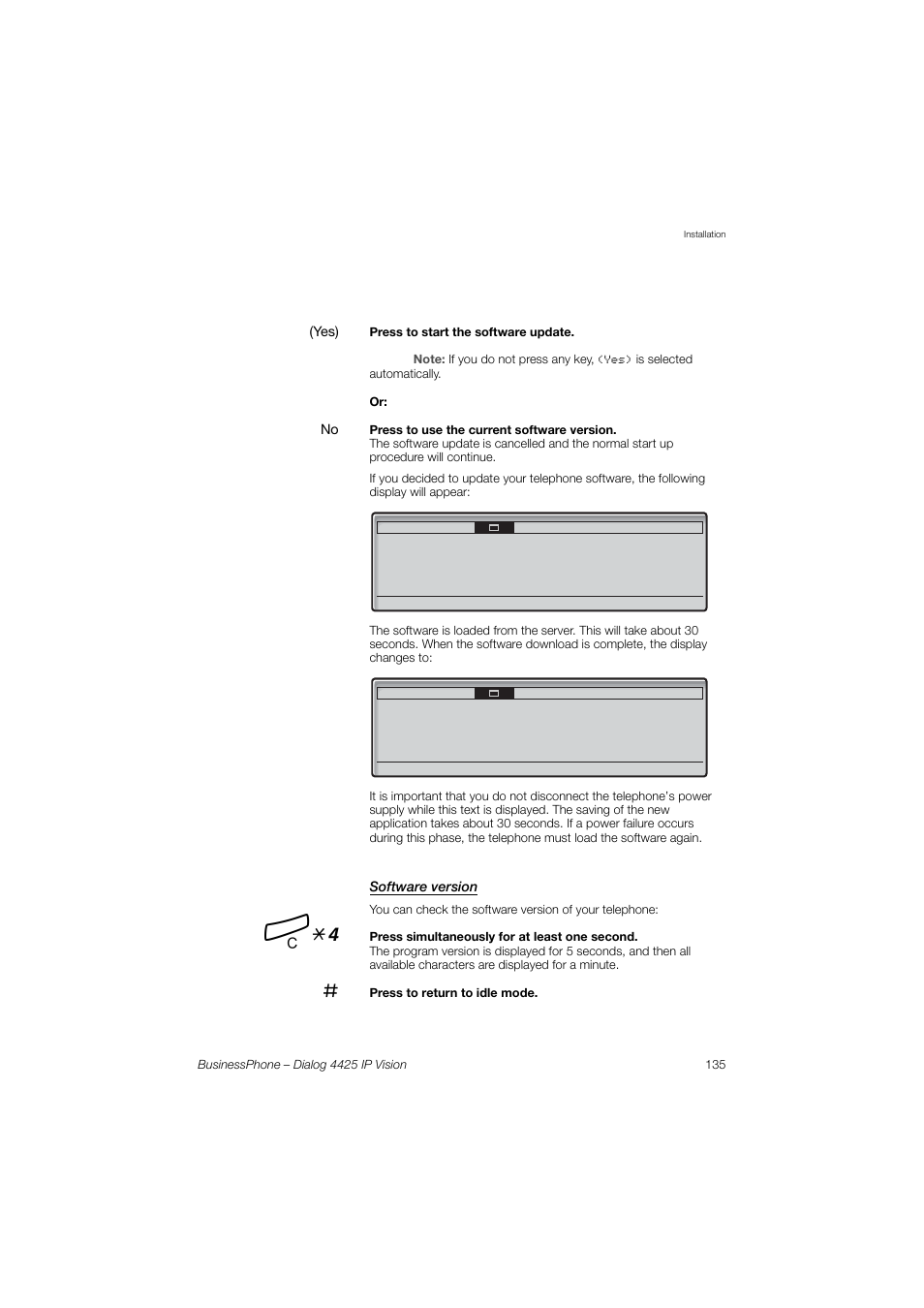 Software version | AASTRA 4425 IP Vision for BusinessPhone User Guide User Manual | Page 135 / 153