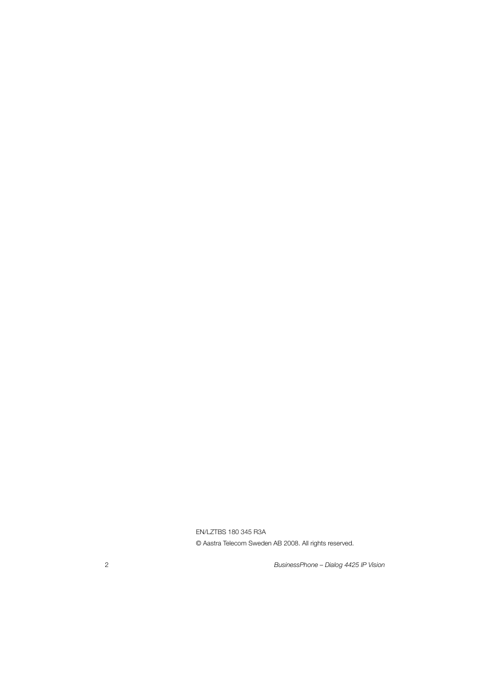 AASTRA 4425 IP Vision for BusinessPhone User Guide User Manual | Page 2 / 153