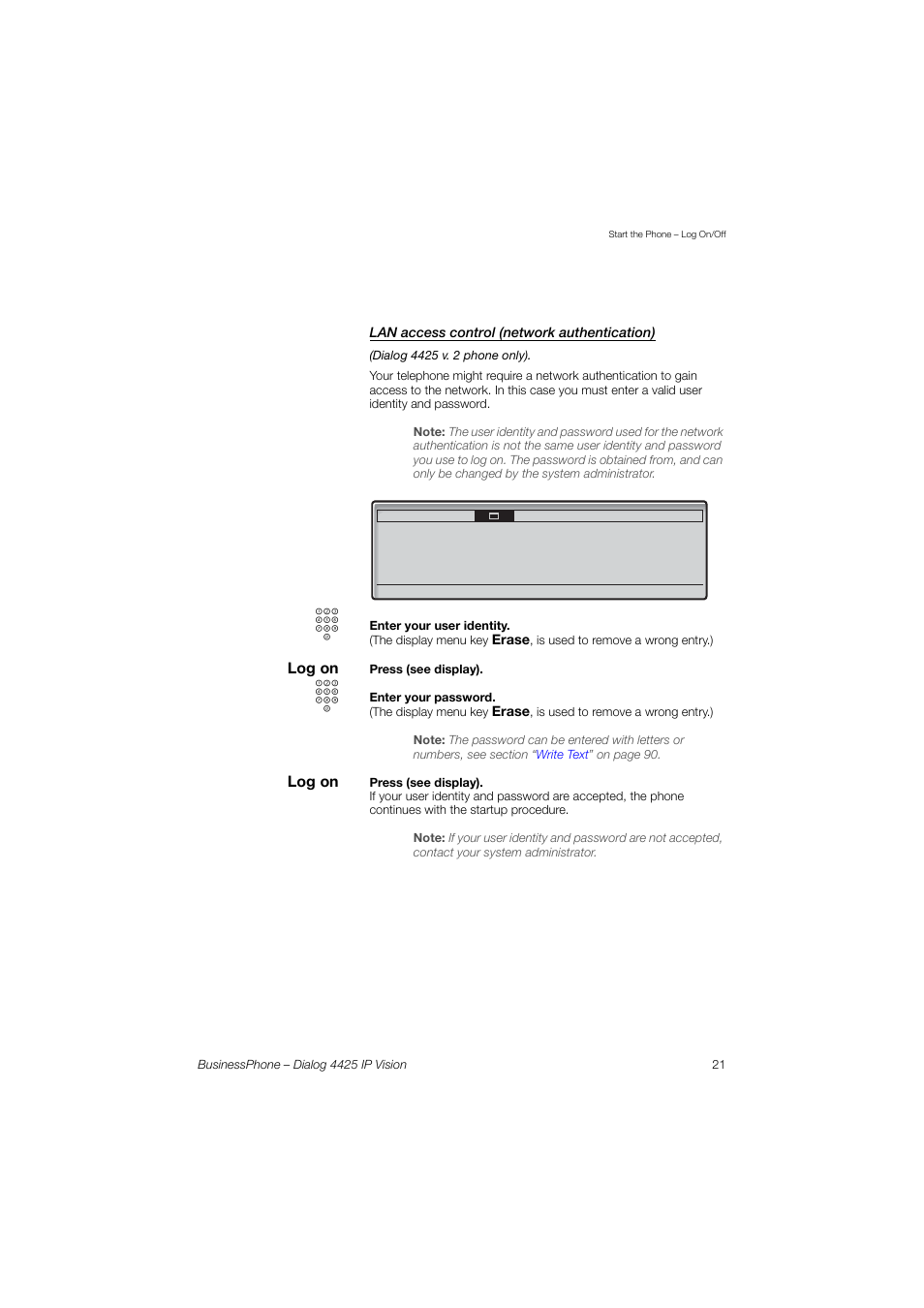 Lan access control (network authentication) | AASTRA 4425 IP Vision for BusinessPhone User Guide User Manual | Page 21 / 153
