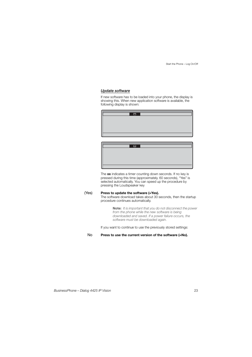 Update software | AASTRA 4425 IP Vision for BusinessPhone User Guide User Manual | Page 23 / 153