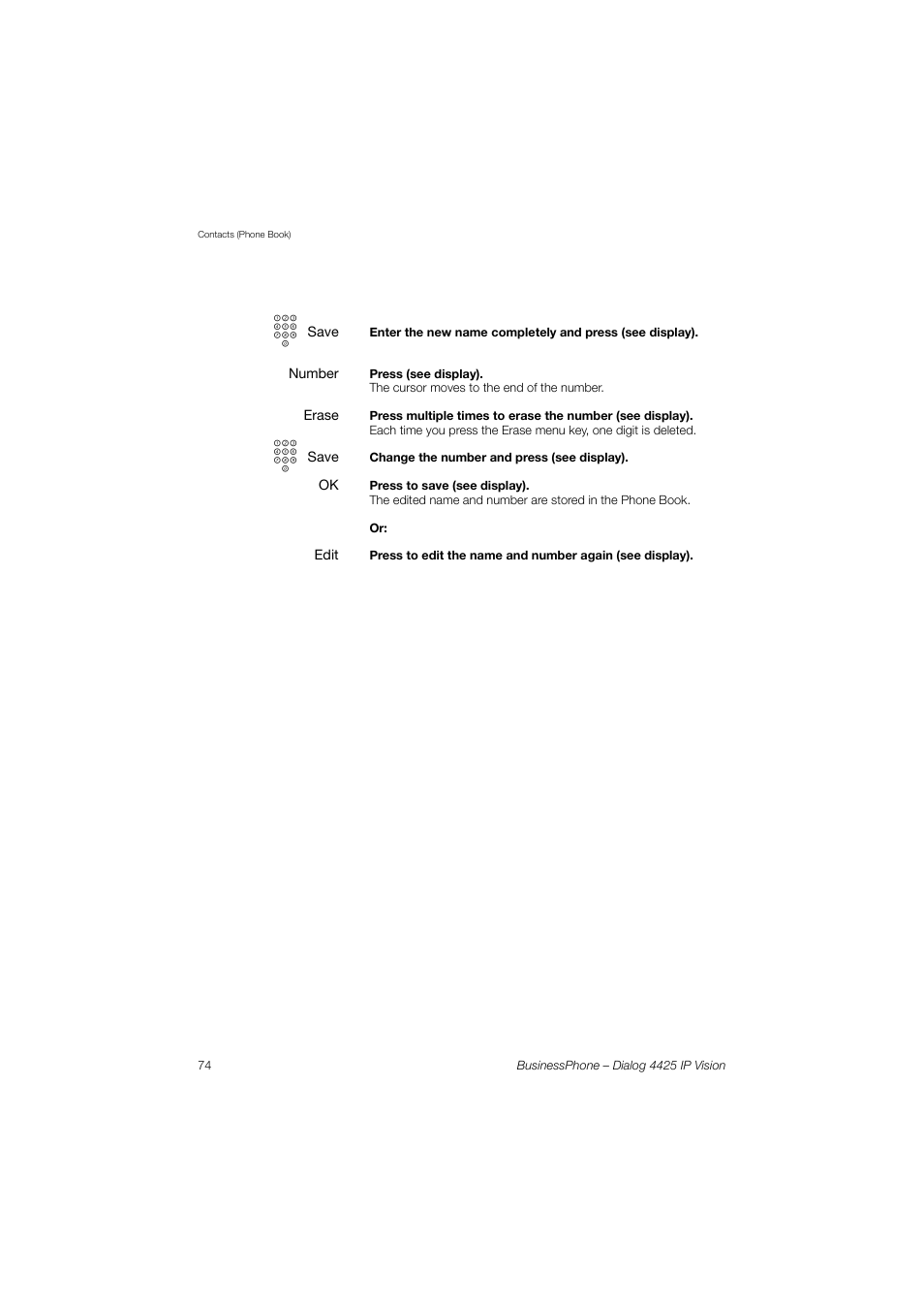 AASTRA 4425 IP Vision for BusinessPhone User Guide User Manual | Page 74 / 153